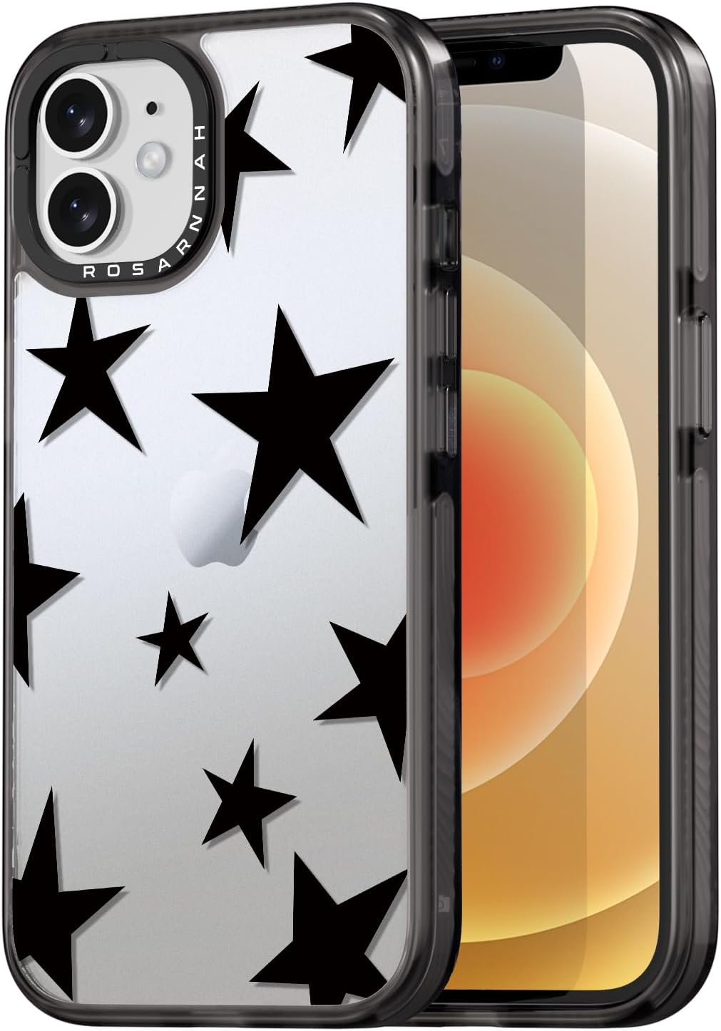 iPhone 12 케이스에 호환 가능 귀여운 - 내구성 있는 충격 방지 6.6피트 낙하 충격 전화 케이스 - iPhone 12 6.1용 검정색 재미있는 5개 별 디자인
