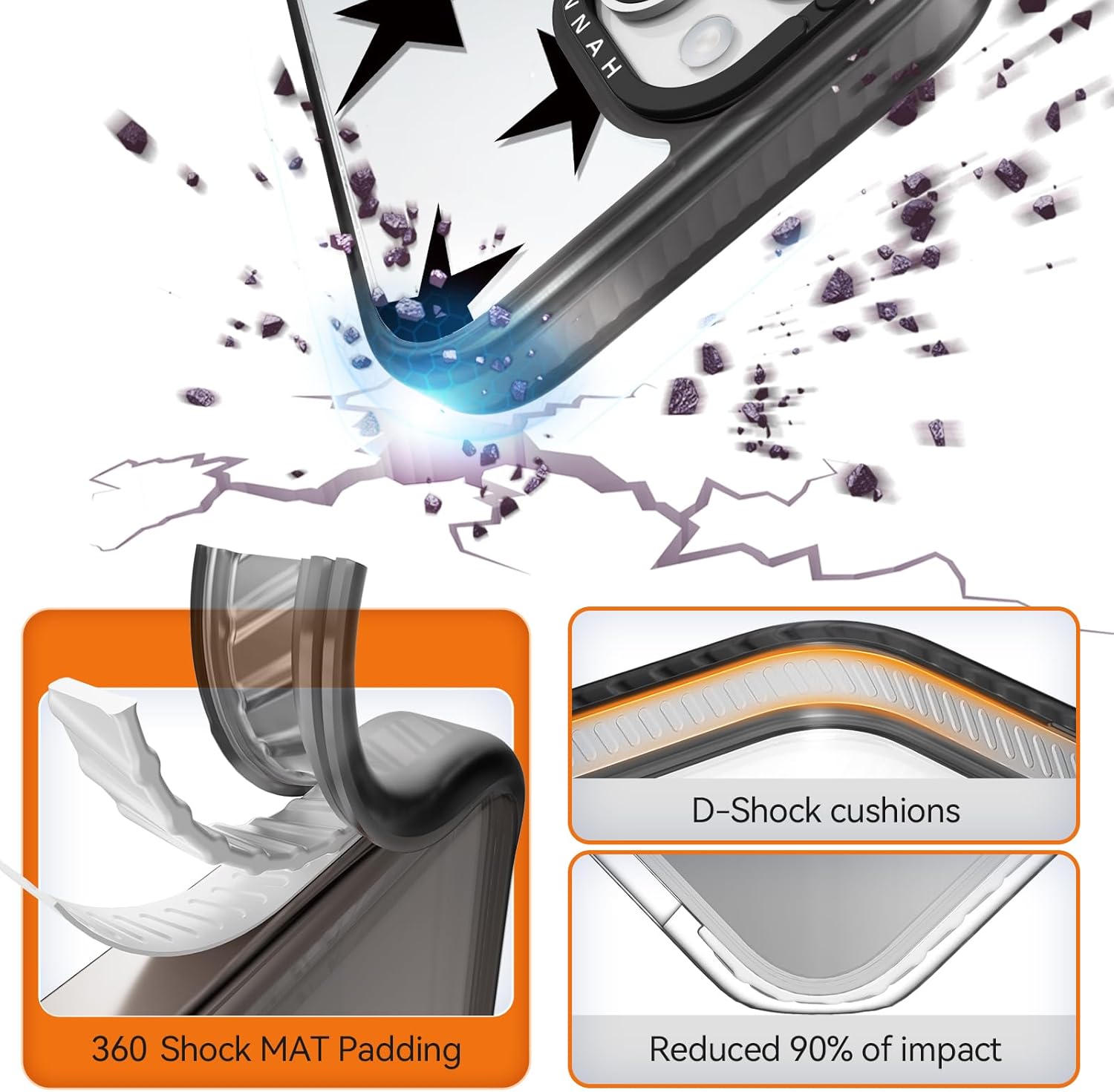 Compatible for iPhone 12 Case Cute - Durable Shockproof 6.6 ft Drop Impact Phone Case - Black Funny Five-Pointed Star Design for iPhone 12 6.1 · v6