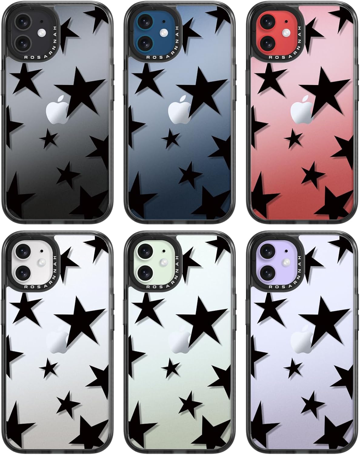 Compatible for iPhone 12 Case Cute - Durable Shockproof 6.6 ft Drop Impact Phone Case - Black Funny Five-Pointed Star Design for iPhone 12 6.1 · v6