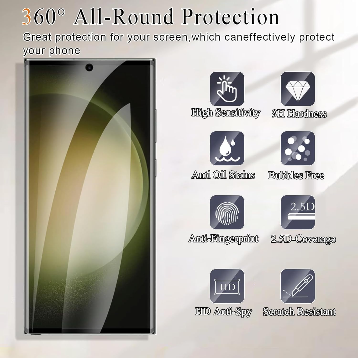 【3-PACK】 Designed for Samsung Galaxy S23 Ultra Screen Protector Case Friendly, 3D Curved,Screen Protector Galaxy S23 Ultra Tempered Glass cell Phone Film HD Clear