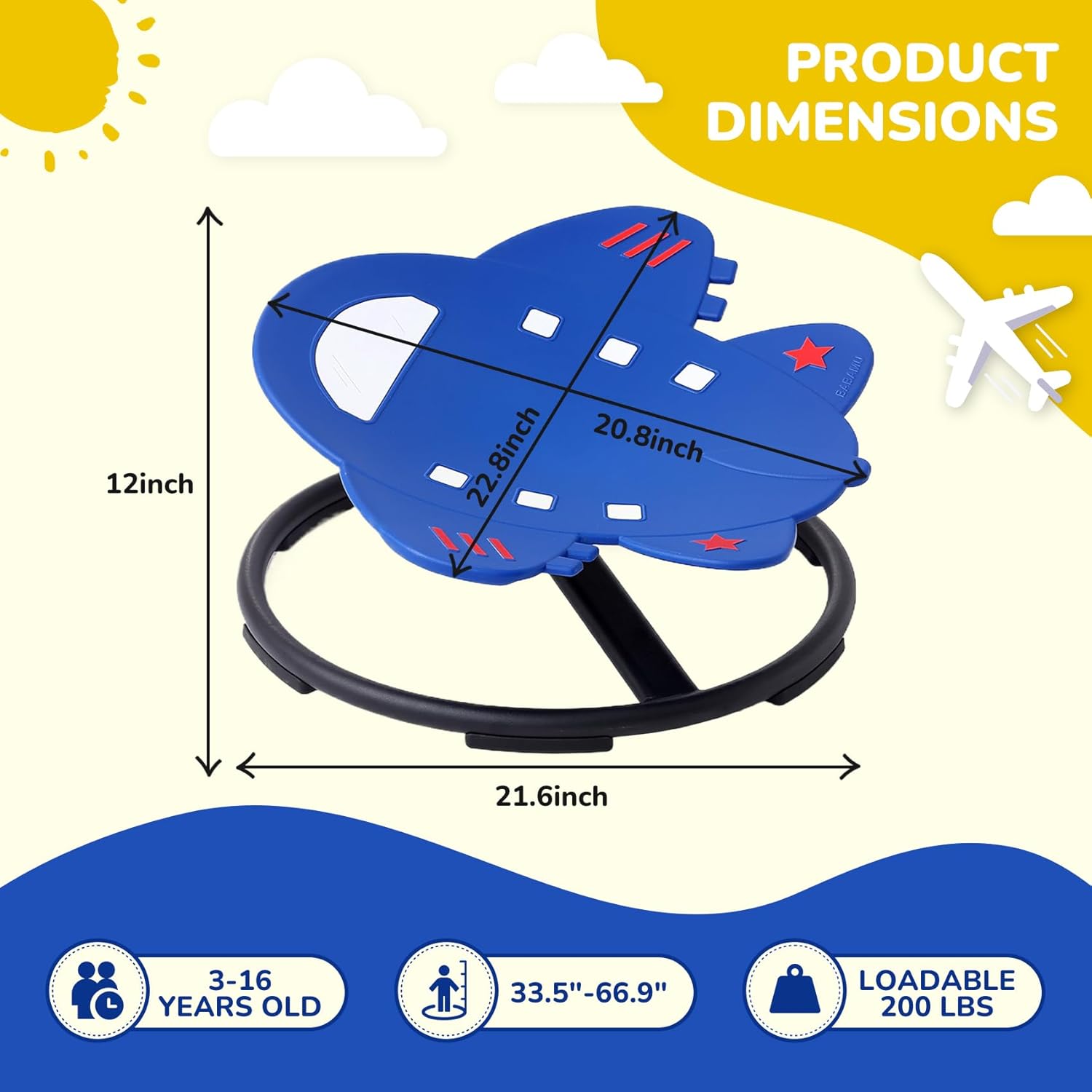 Sensory Chair Sit and Spin Autism Sensory Products Sensory Toys Sensory Spinning Chair Autism Spinning Chair for Kids Swivel Chair Training Body Coordination (Blue) · v3