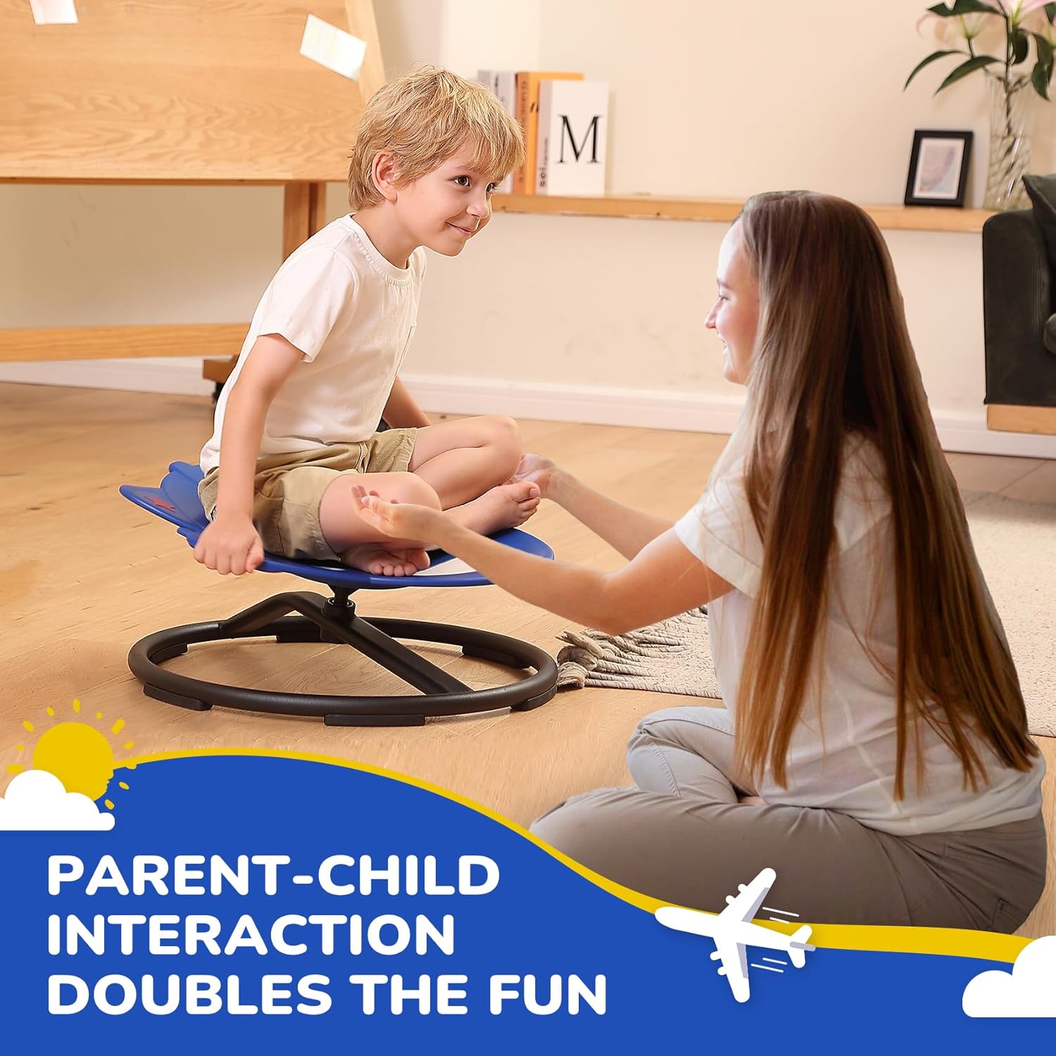 Sensory Chair Sit and Spin Autism Sensory Products Sensory Toys Sensory Spinning Chair Autism Spinning Chair for Kids Swivel Chair Training Body Coordination (Blue) · v3