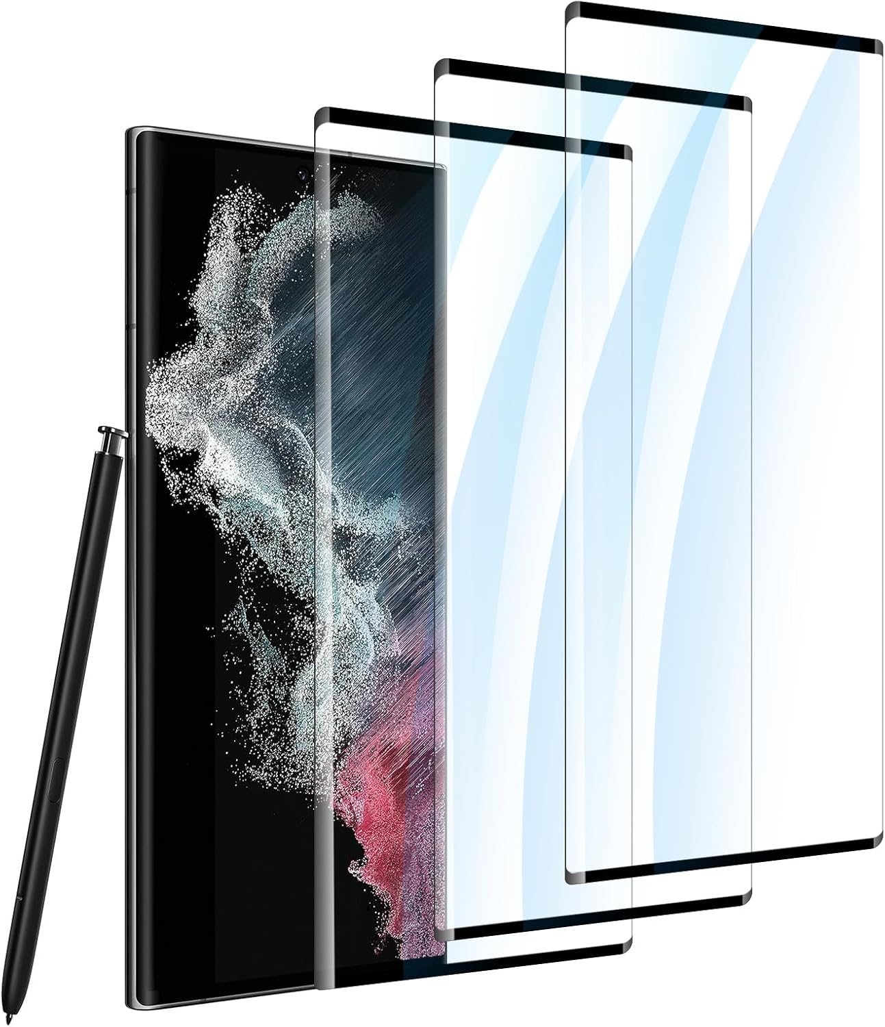 Lyphpe【3-PACK for Samsung Galaxy S22 Ultra Screen Protector Case Friendly, 3D Curved, Screen Protector Galaxy S22 Ultra Tempered Glass cell Phone Film HD Clear