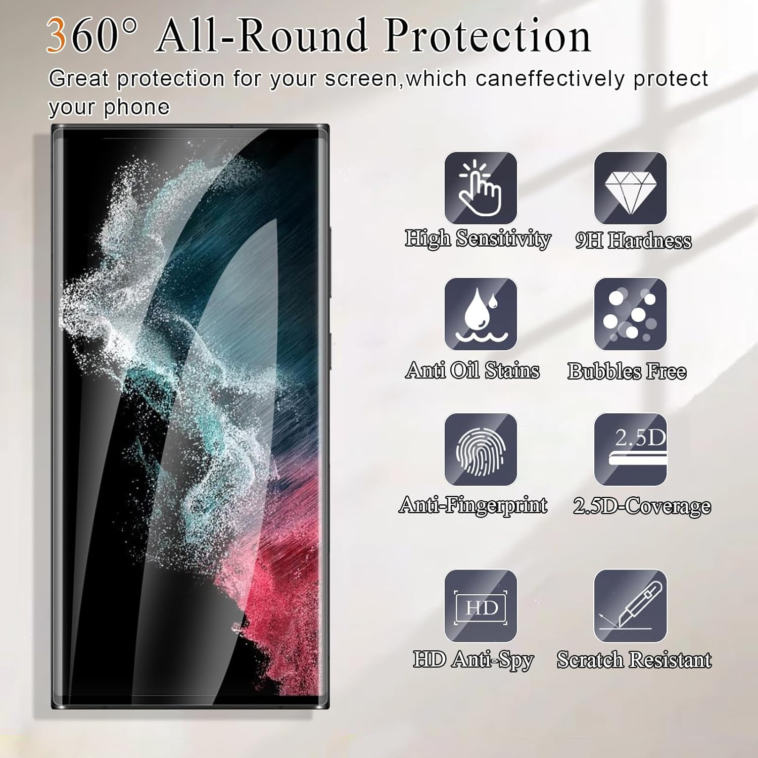 Lyphpe【3-PACK for Samsung Galaxy S22 Ultra Screen Protector Case Friendly, 3D Curved, Screen Protector Galaxy S22 Ultra Tempered Glass cell Phone Film HD Clear