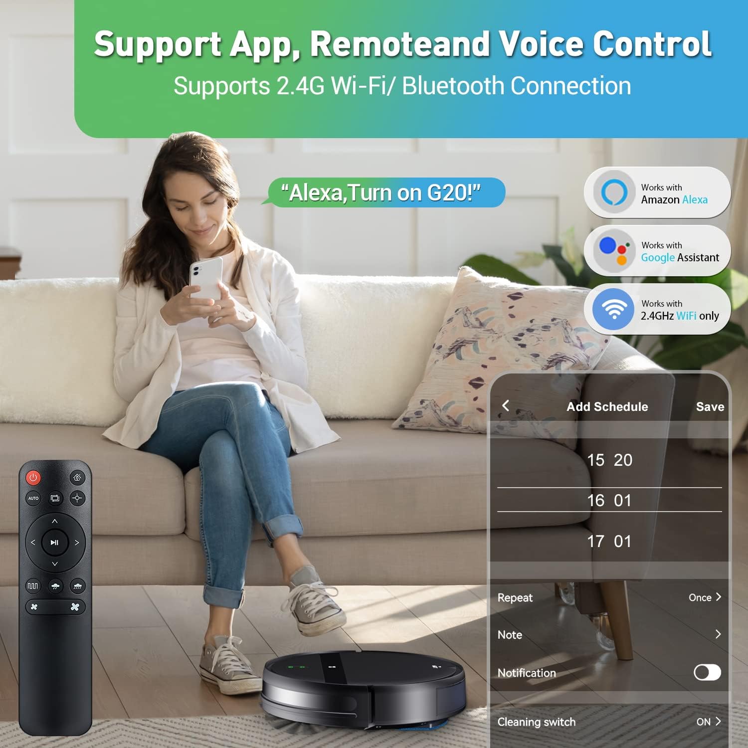 Robot Vacuum and Mop Combo with App/Voice Control, Robot Vacuums Cleaner and Mop 2 in 1, Robotic Vacuum Tangle-Free, Daily Schedule, Vacuum Robot Cleaner and Mop Combo for Home · v2