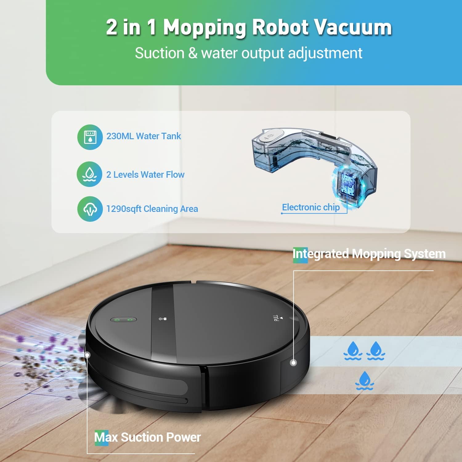 Robot Vacuum and Mop Combo with App/Voice Control, Robot Vacuums Cleaner and Mop 2 in 1, Robotic Vacuum Tangle-Free, Daily Schedule, Vacuum Robot Cleaner and Mop Combo for Home · v2