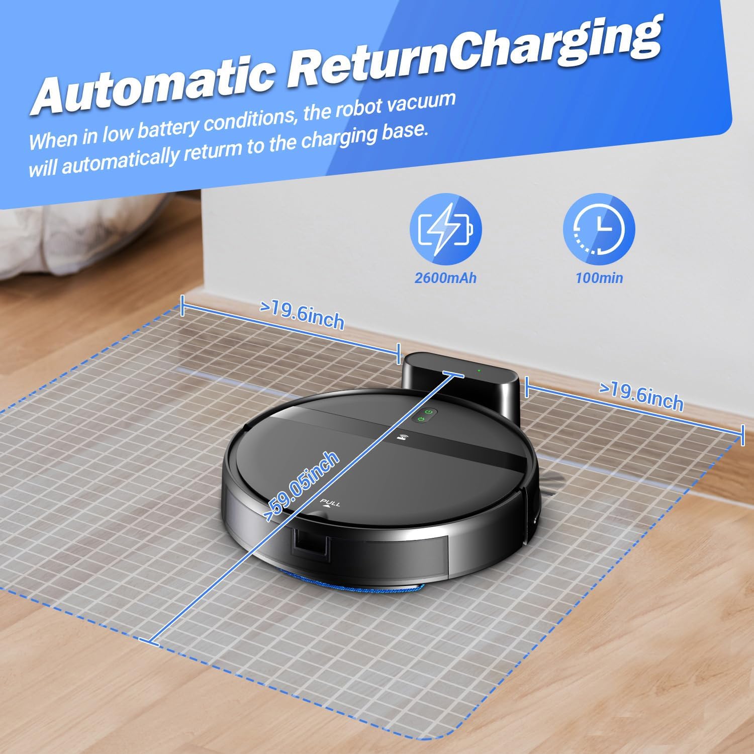 Robot aspirapolvere e mocio combinati, App/Alexa Control, robot aspirapolvere e mocio 2 in 1 con massima potenza di aspirazione, ultrasottile, a ricarica automatica, aspirapolvere robotico per peli di animali/moquette/pavimenti duri