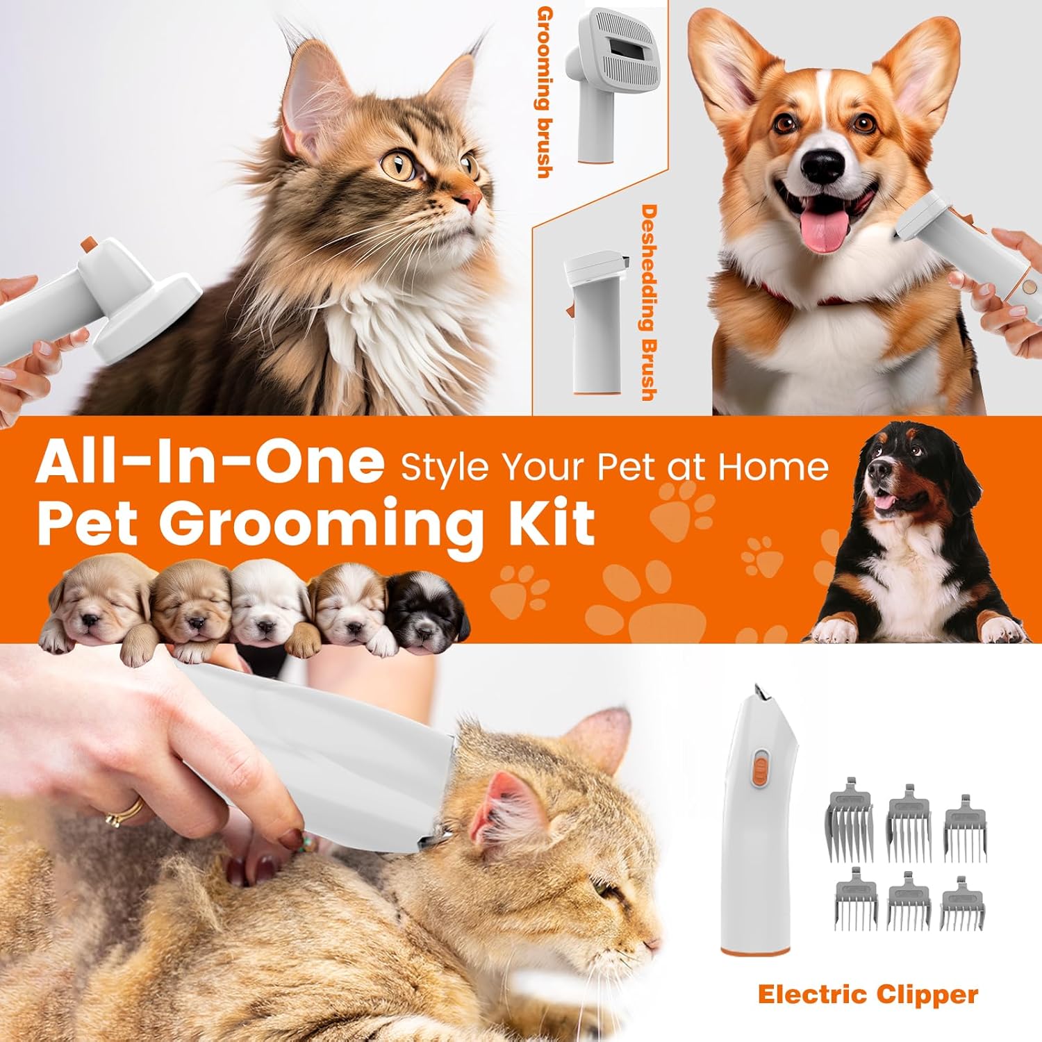 Dog Grooming Vacuum, Dog Grooming Kit with Pet Clippers, 12,000Pa Pet Hair Vacuum Pet Grooming Vacuum for Dogs, Dog Vacuum for Shedding Grooming, Low Noise Dog Shedding Brush Pet Vacuum, PG10 · v7