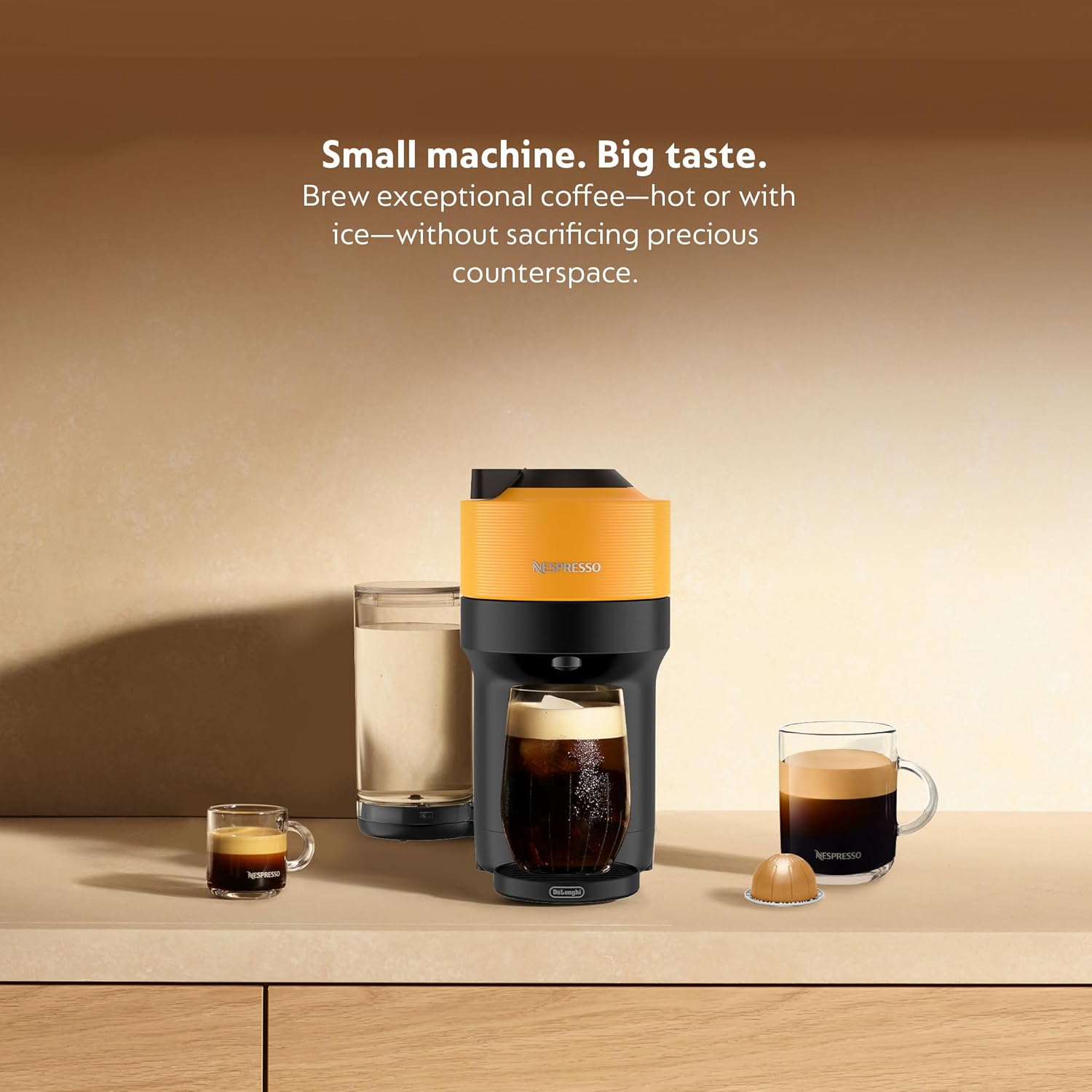 Nespresso Vertuo Pop  Coffee and Espresso Machine by DeLonghi, Mango Yellow · v2