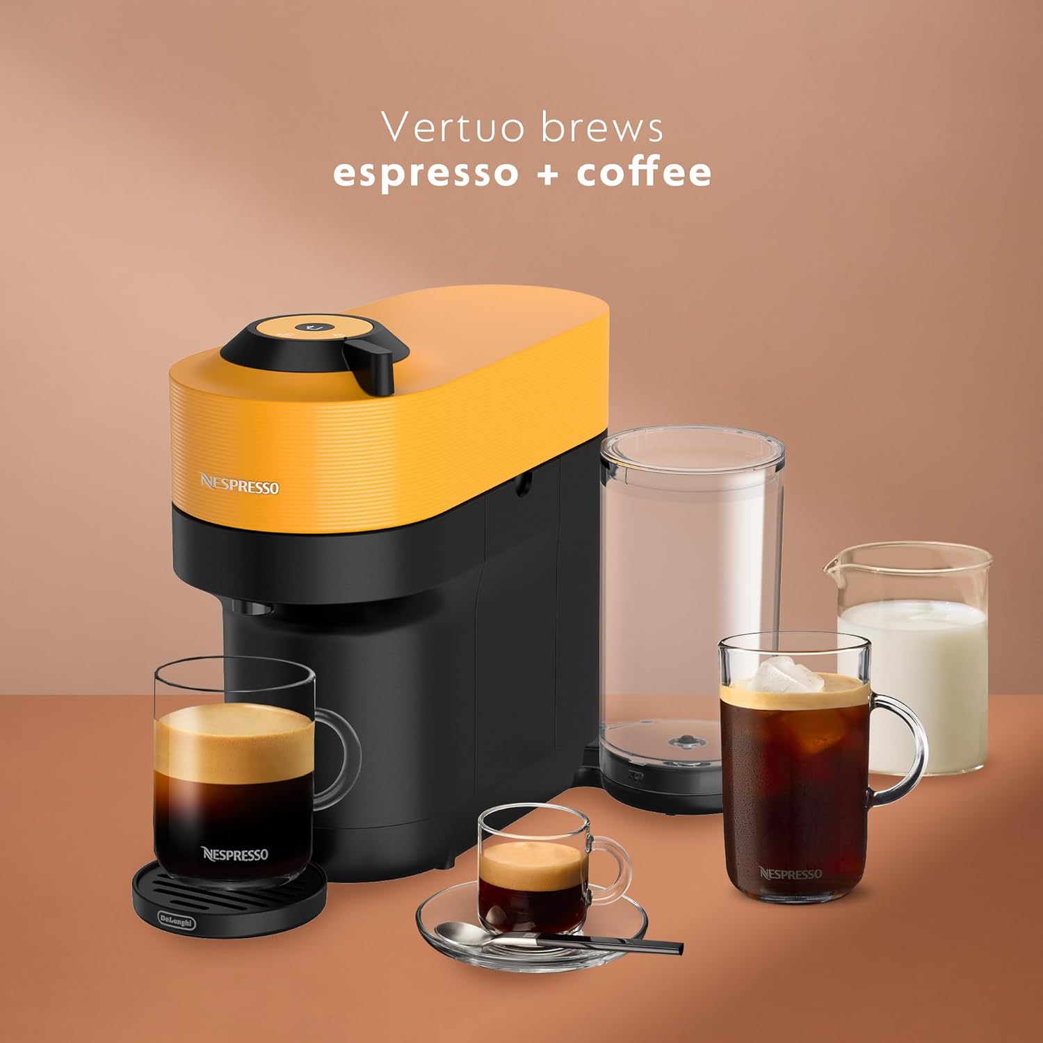 Nespresso Vertuo Pop  Coffee and Espresso Machine by DeLonghi, Mango Yellow · v2