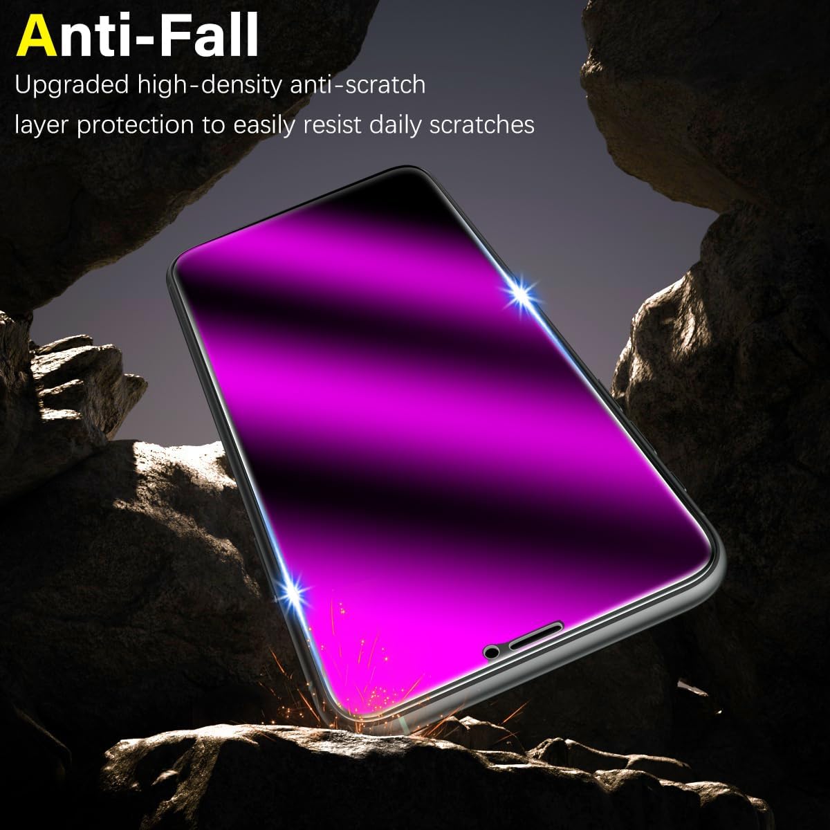 MAYtobe [2-Pack Privacy Screen Protector Designed for iPhone 11 and iPhone XR Anti-Blue Light Tempered Glass, Purple Anti-Spy, Eye Protection, Colorful Gradient