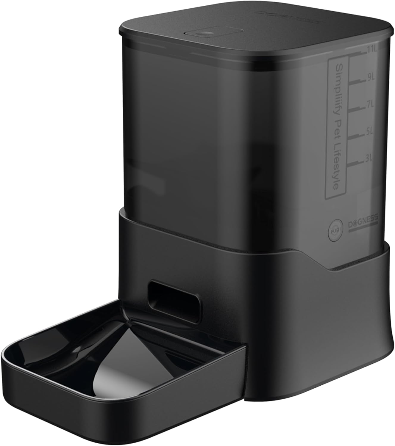 DOGNESS 11L Automatic Dog Feeder Large Breed, Timed Dog Feeder Extra Large, Programmable Auto Pet Food Dispenser Feeder, Portion Control, 5000 mAh Battery and Plug-in Power (Black)