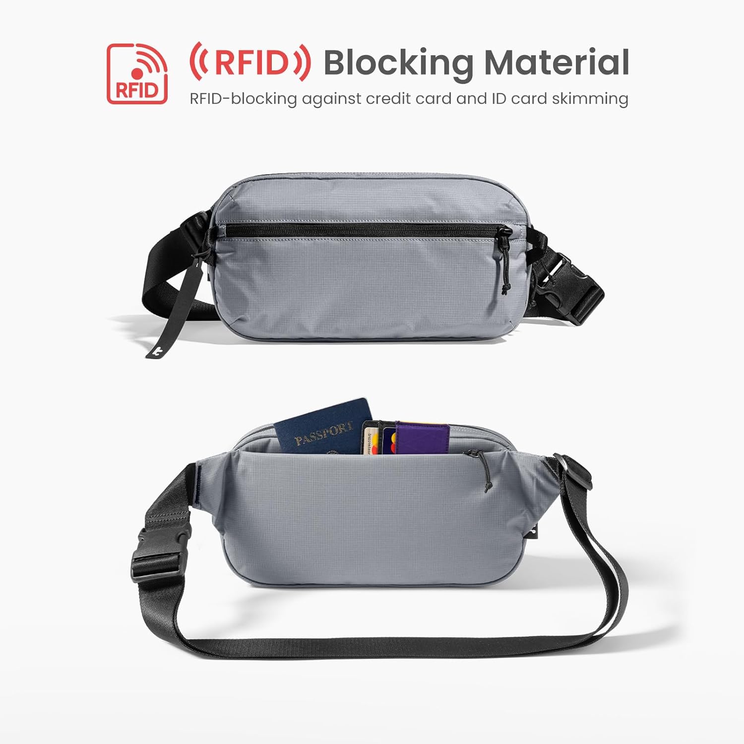 tomtoc 3.5L Sling Bag with RFID Blocking, Crossbody Bag Chest Shoulder Pack for Men and Women, Water-resistant Lightweight Carry Casual Bag for Travel, Daily Use