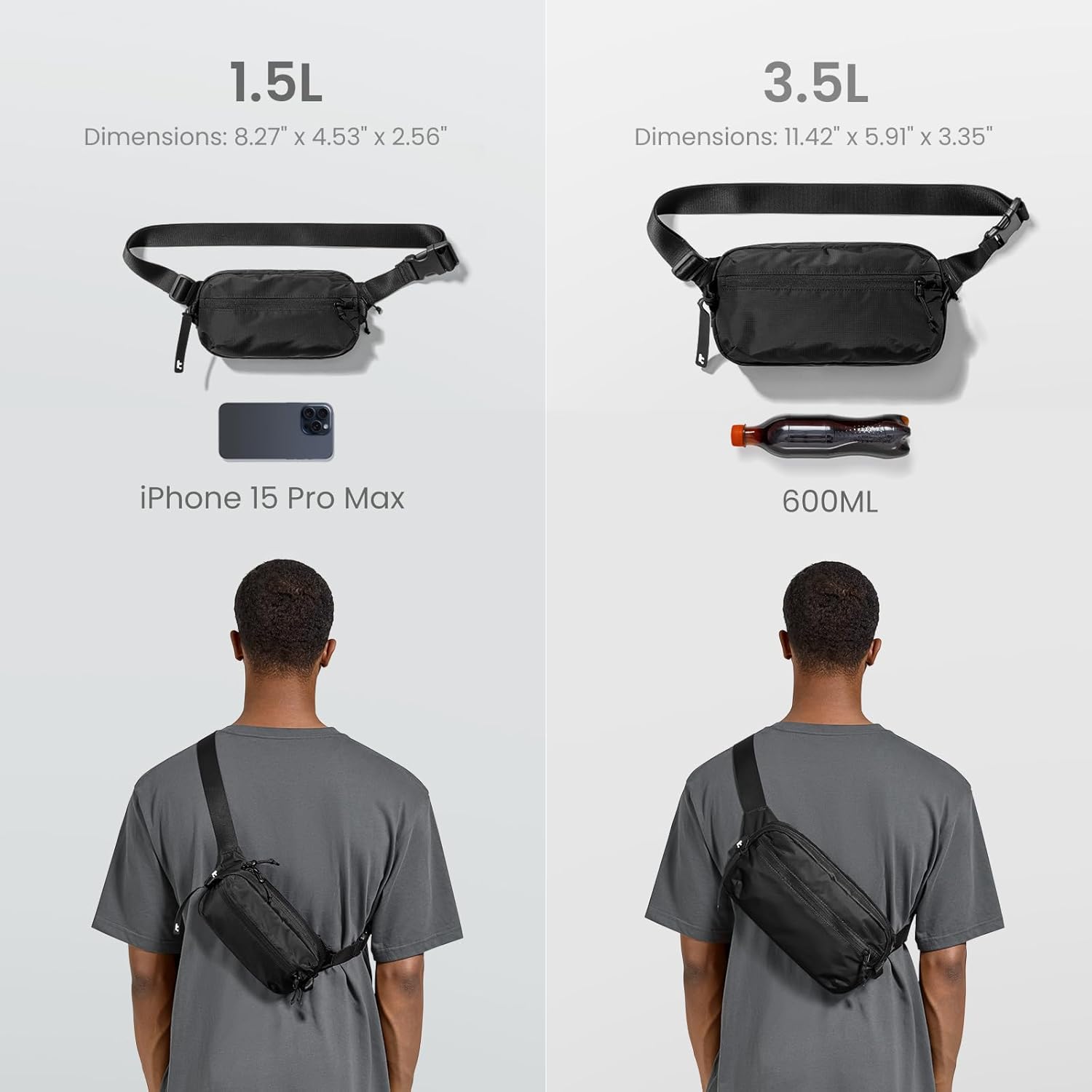 tomtoc 1.5L Sling Bag with RFID Blocking, Crossbody Bag Minimalist Chest Shoulder Pack for Men and Women, Water-resistant Lightweight Carry Casual Bag for Travel, Daily Use · v2
