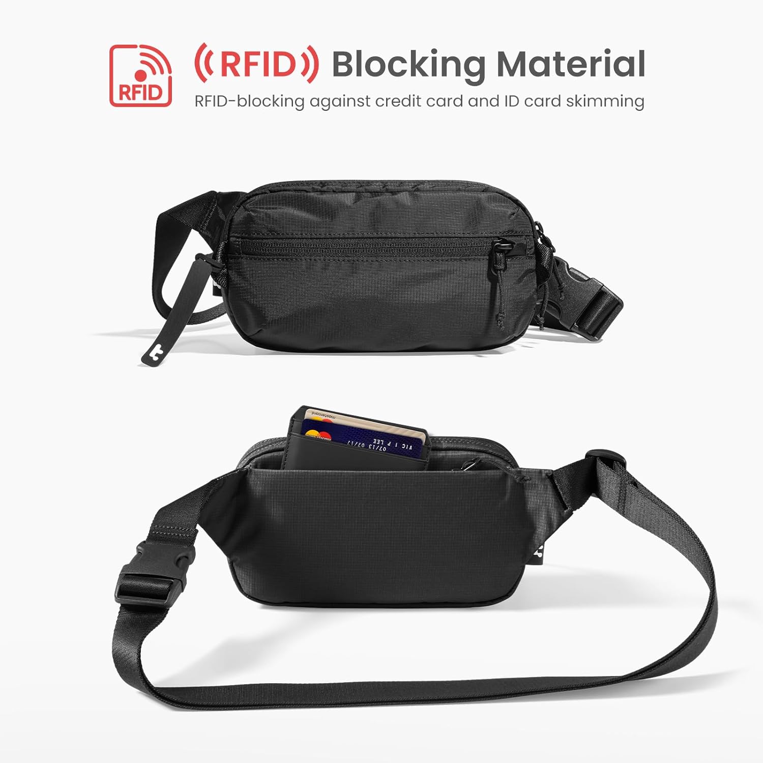 tomtoc 1.5L Sling Bag with RFID Blocking, Crossbody Bag Minimalist Chest Shoulder Pack for Men and Women, Water-resistant Lightweight Carry Casual Bag for Travel, Daily Use · v2