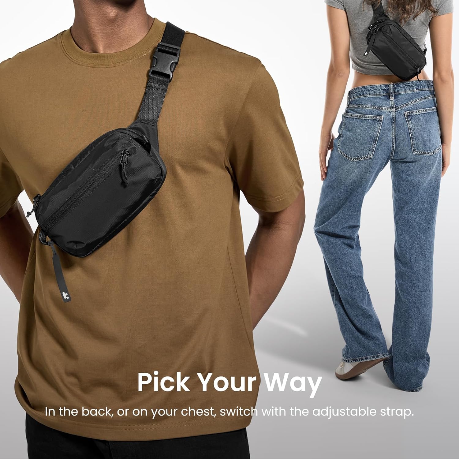 tomtoc 1.5L Sling Bag with RFID Blocking, Crossbody Bag Minimalist Chest Shoulder Pack for Men and Women, Water-resistant Lightweight Carry Casual Bag for Travel, Daily Use · v2