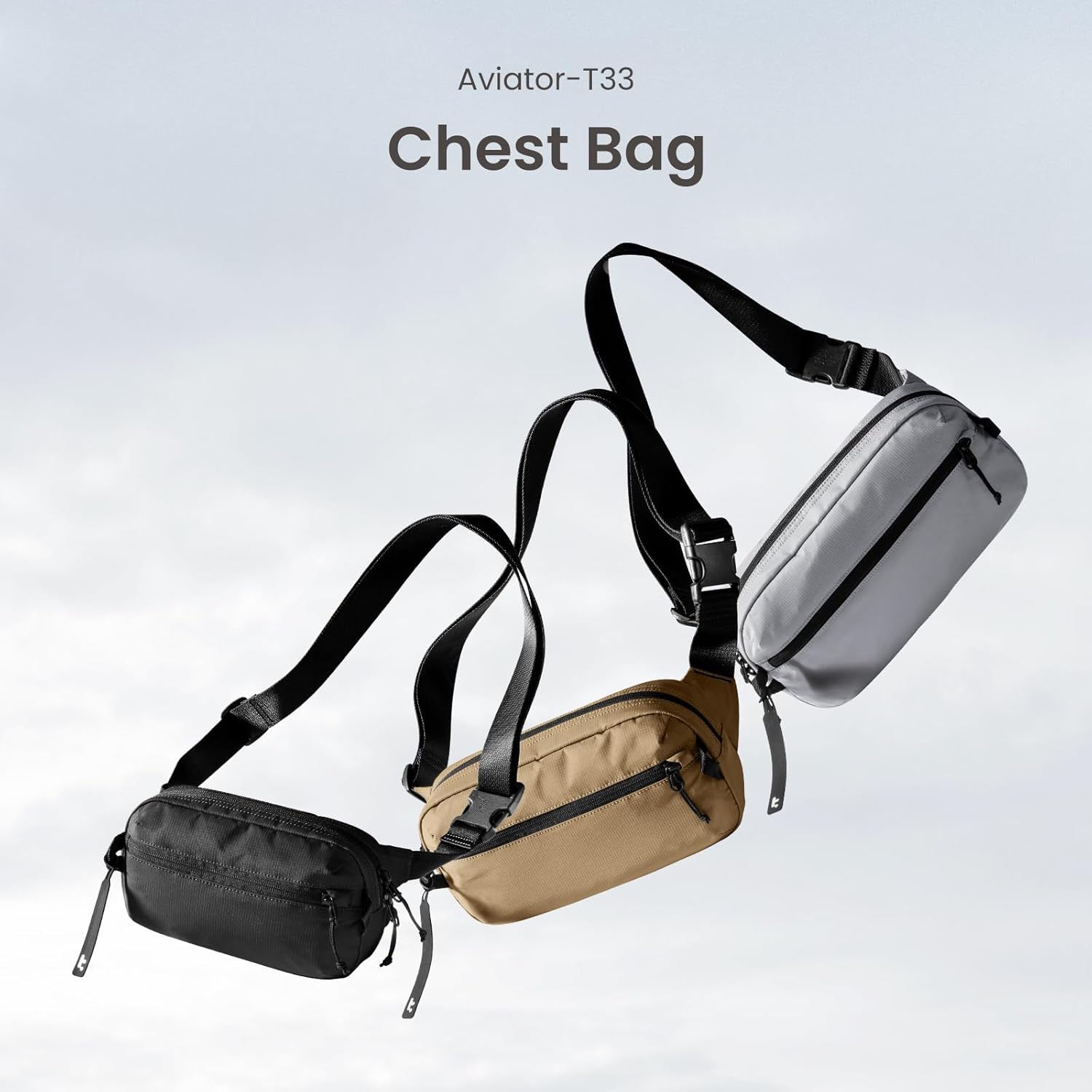 tomtoc 1.5L Sling Bag with RFID Blocking, Crossbody Bag Minimalist Chest Shoulder Pack for Men and Women, Water-resistant Lightweight Carry Casual Bag for Travel, Daily Use · v2