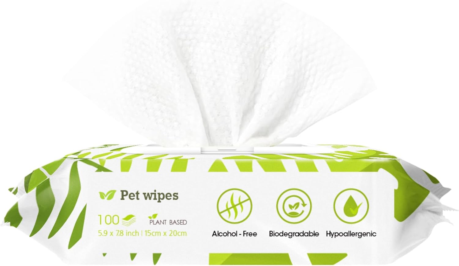 Pet Supplies Plant-Based Grooming Wipes สำหรับหู ใบหน้า อุ้งเท้า ก้น ร่างกาย และดวงตา ผ้าเช็ดทำความสะอาดสุนัขอเนกประสงค์ที่ไม่ก่อให้เกิดอาการแพ้ 100 แผ่น