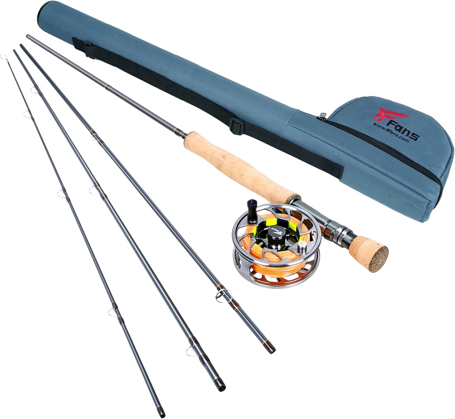 8Fans Fly Fishing Rod and Reel Combos with 4-Sections Portable Fly Rod and CNC-machined Aluminum Alloy Fly Reel,Fly Fishing Complete Starter Package · v4