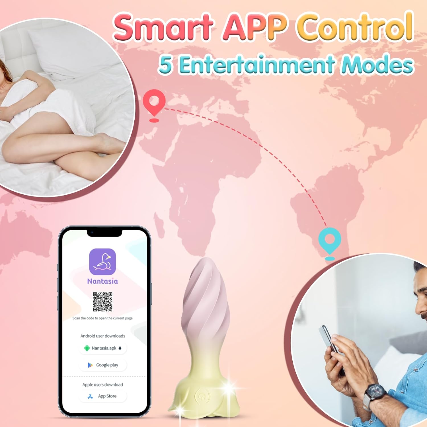 Adult Sex Toys for Women/Men Anal Plug, APP  Remote Control Vibrator Anal Toys with 10 Rotating Modes, Vibrating Butt Plug Clitoris Stimulator with Crystal Diamond Female Male Sex Toy