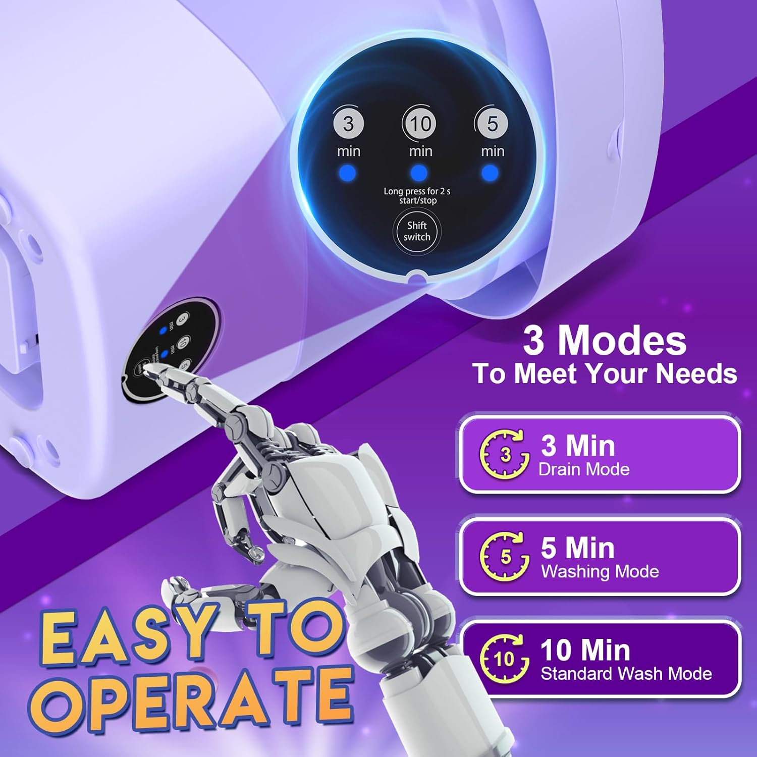 Portable Washing Machine with 11L Upgraded Capacity and Foldable Washer, 3 Modes Mini Washing Machine Deep Cleaning of Underwear, Small  Baby Clothes, Suitable for RV, Apartments, Dorm, Hotels · v5