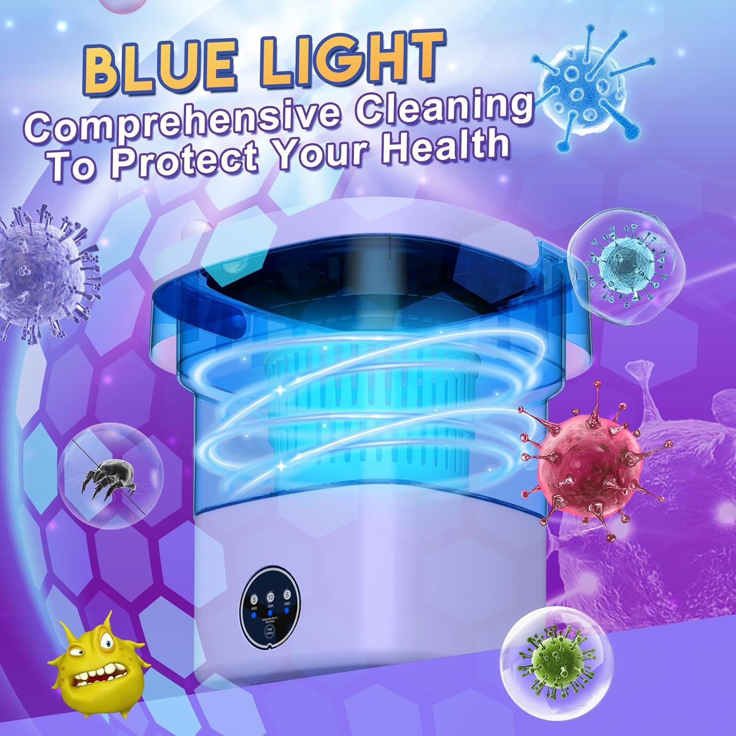 Portable Washing Machine with 11L Upgraded Capacity and Foldable Washer, 3 Modes Mini Washing Machine Deep Cleaning of Underwear, Small  Baby Clothes, Suitable for RV, Apartments, Dorm, Hotels · v5