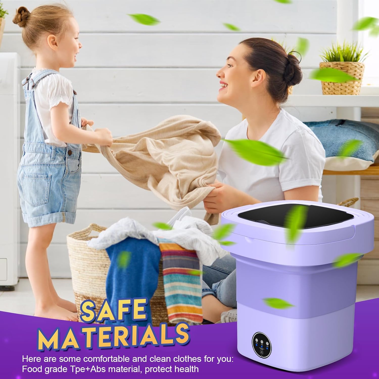 Portable Washing Machine with 11L Upgraded Capacity and Foldable Washer, 3 Modes Mini Washing Machine Deep Cleaning of Underwear, Small  Baby Clothes, Suitable for RV, Apartments, Dorm, Hotels · v5