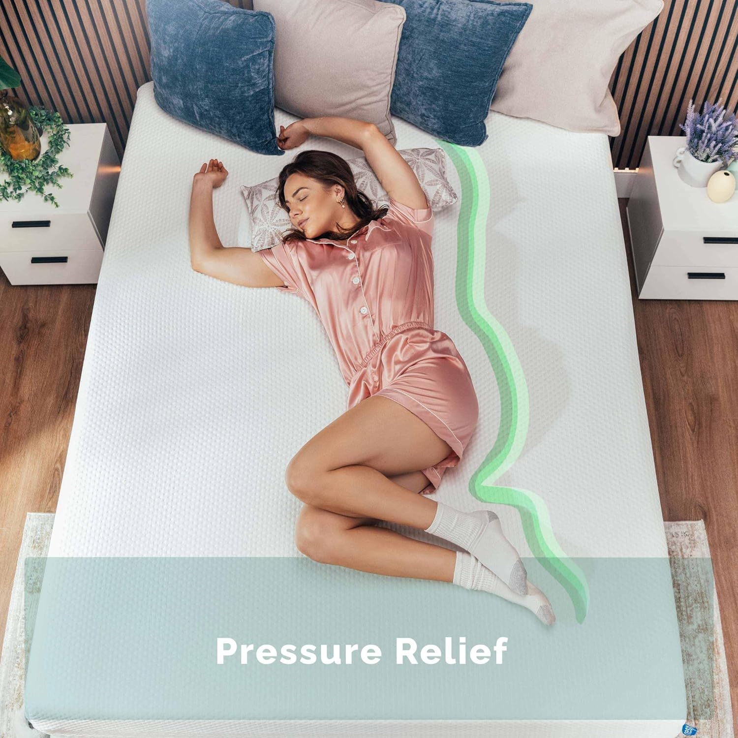 Colchón Nestl Green Tea Queen de 12 pulgadas, colchón de espuma viscoelástica de grafito refrescante, tamaño queen, colchón queen size sin fibra de vidrio en una caja, cama de apoyo para aliviar la presión en una caja, certificado CertiPUR-US