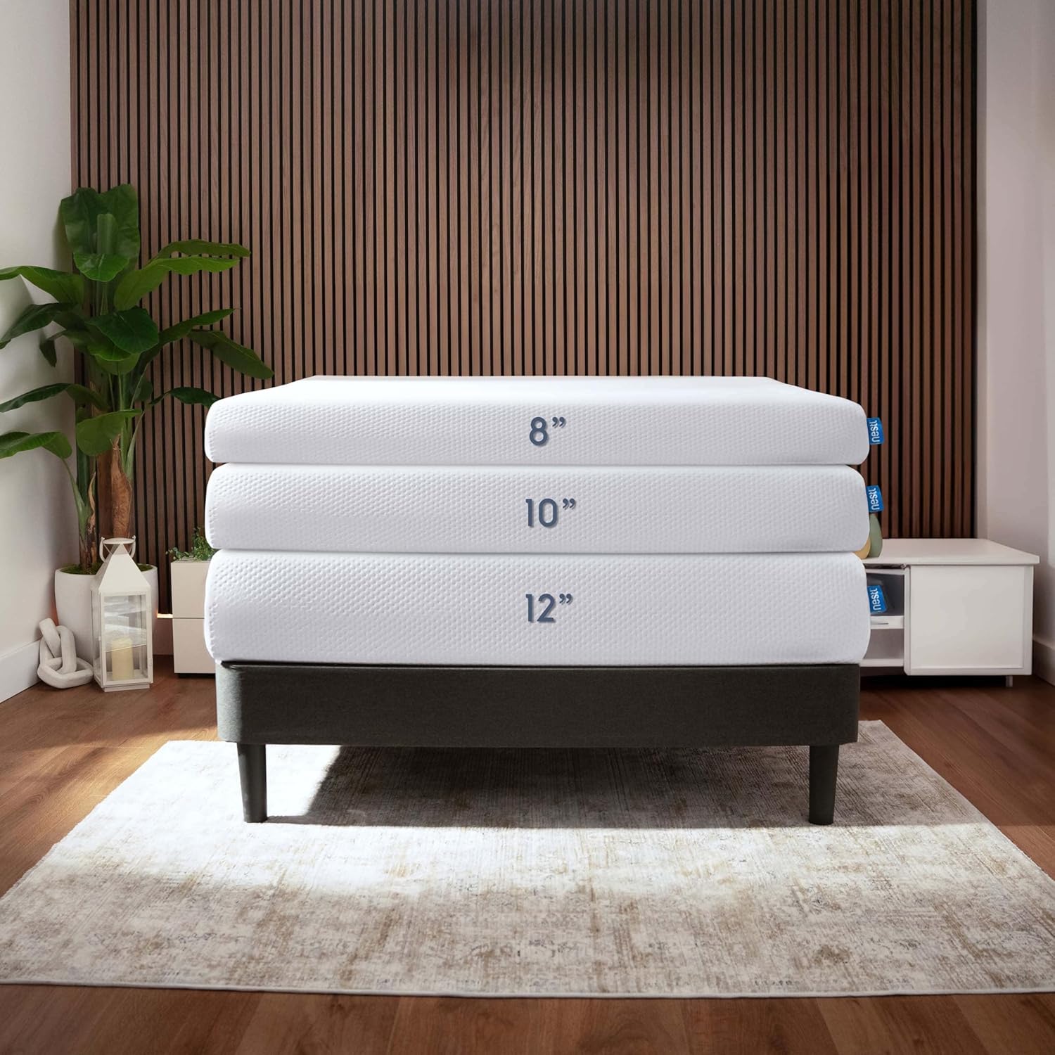 Colchón Nestl Green Tea Queen de 12 pulgadas, colchón de espuma viscoelástica de grafito refrescante, tamaño queen, colchón queen size sin fibra de vidrio en una caja, cama de apoyo para aliviar la presión en una caja, certificado CertiPUR-US