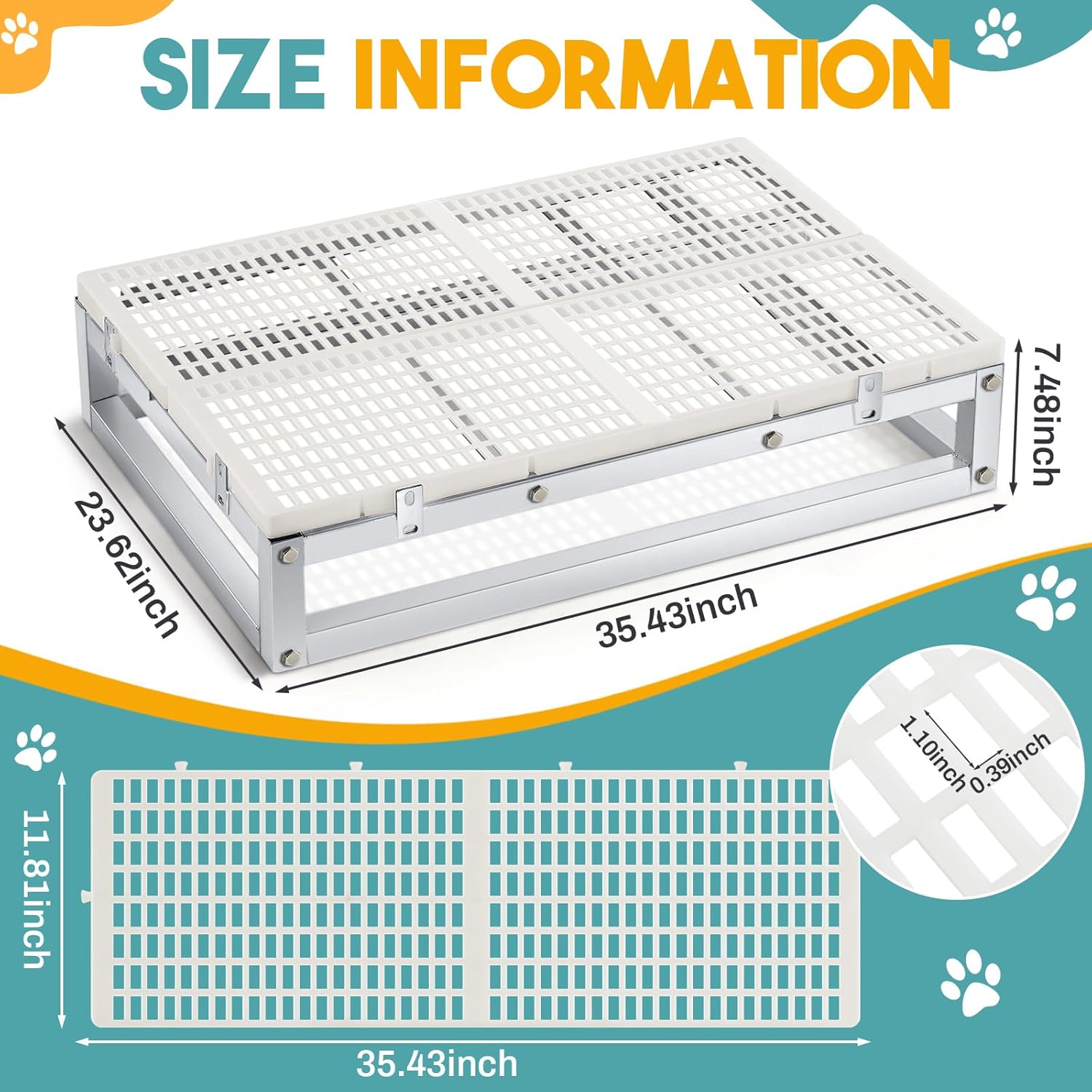 Folding Raised Dog Grooming Tub Dog Tubs for Bathing with 2 Pcs Non Slip Plastic Floor Grid Professional Dog Grooming Supplies for Home Bathtub Sink Washing Keep Pets Above Water · v3