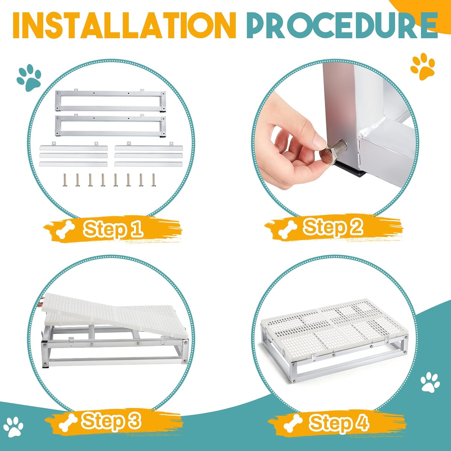 Folding Raised Dog Grooming Tub Dog Tubs for Bathing with 2 Pcs Non Slip Plastic Floor Grid Professional Dog Grooming Supplies for Home Bathtub Sink Washing Keep Pets Above Water · v3