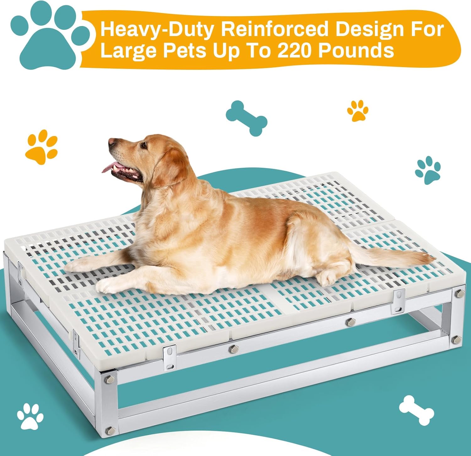 Folding Raised Dog Grooming Tub Dog Tubs for Bathing with 2 Pcs Non Slip Plastic Floor Grid Professional Dog Grooming Supplies for Home Bathtub Sink Washing Keep Pets Above Water · v3