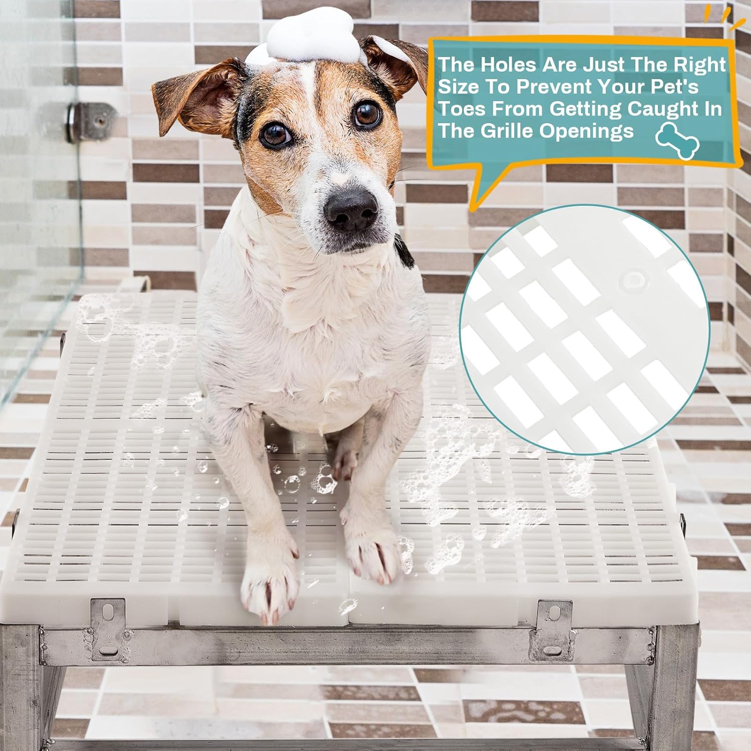 Folding Raised Dog Grooming Tub Dog Tubs for Bathing with 2 Pcs Non Slip Plastic Floor Grid Professional Dog Grooming Supplies for Home Bathtub Sink Washing Keep Pets Above Water · v3