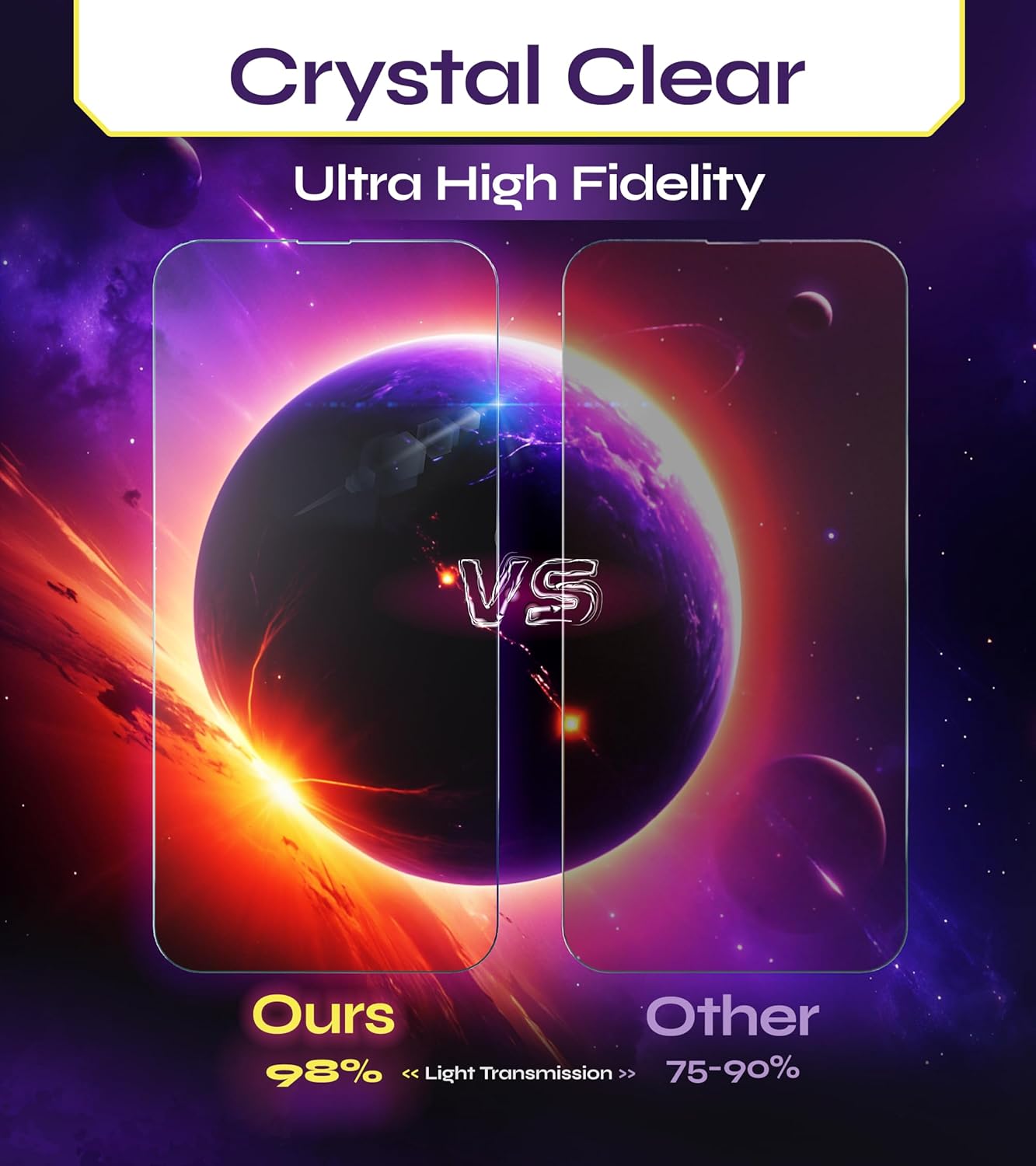 for iPhone 15 PRO Screen Protector (2Pack), Easy Auto-Dust  Align Install Kit, 6.1 Tempered Glass, 9H Hardness, Ultra HD Clear, Case Friendly, WonderShield · v2