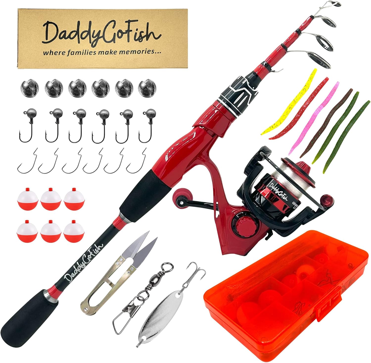 Spinning Fishing Rod and Reel Combo Set with Tackle Box | Kids Fishing Pole | Carbon Fiber Telescopic Fishing Rod Kit | Spinning Reel for Travel Saltwater Freshwater Fishing Gear Kit · v3
