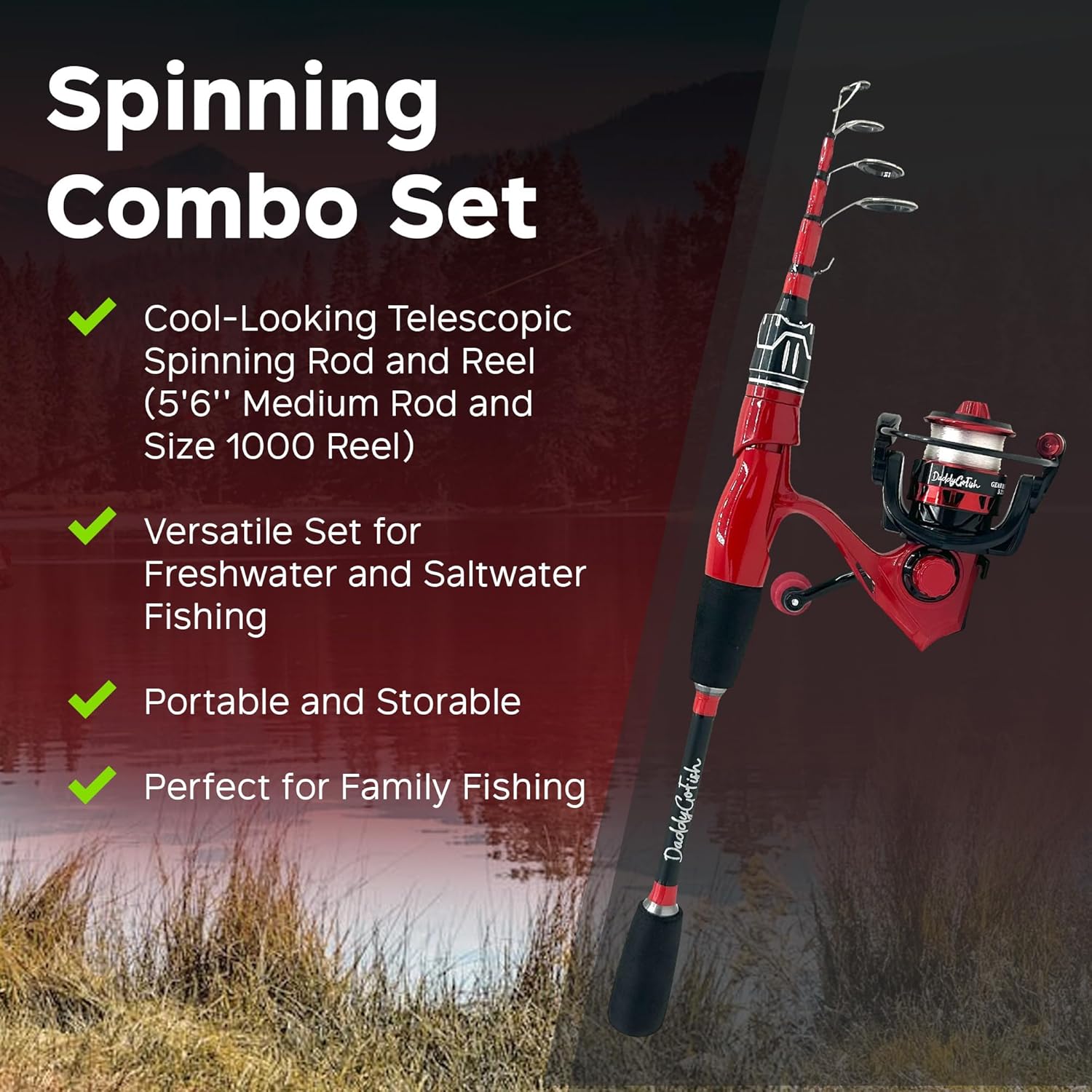 Spinning Fishing Rod and Reel Combo Set with Tackle Box | Kids Fishing Pole | Carbon Fiber Telescopic Fishing Rod Kit | Spinning Reel for Travel Saltwater Freshwater Fishing Gear Kit · v3