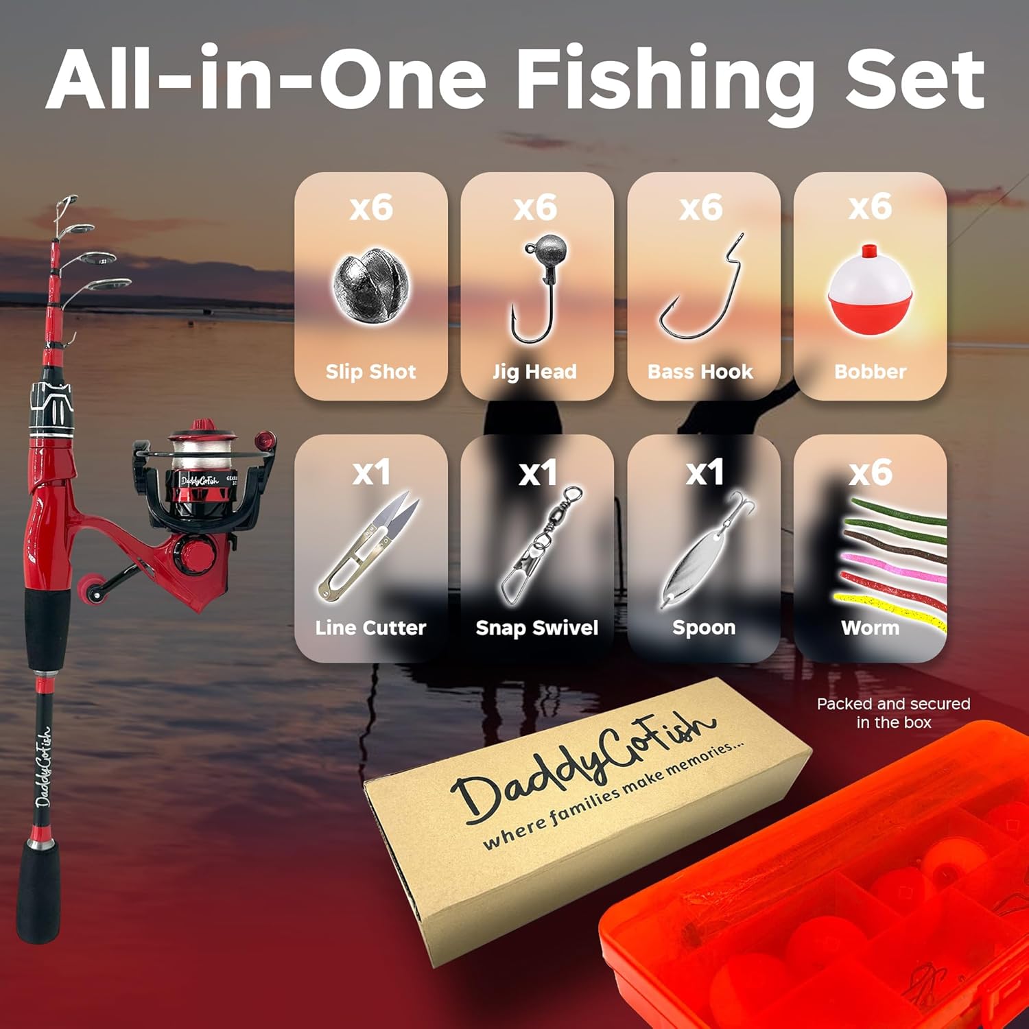 Spinning Fishing Rod and Reel Combo Set with Tackle Box | Kids Fishing Pole | Carbon Fiber Telescopic Fishing Rod Kit | Spinning Reel for Travel Saltwater Freshwater Fishing Gear Kit · v3
