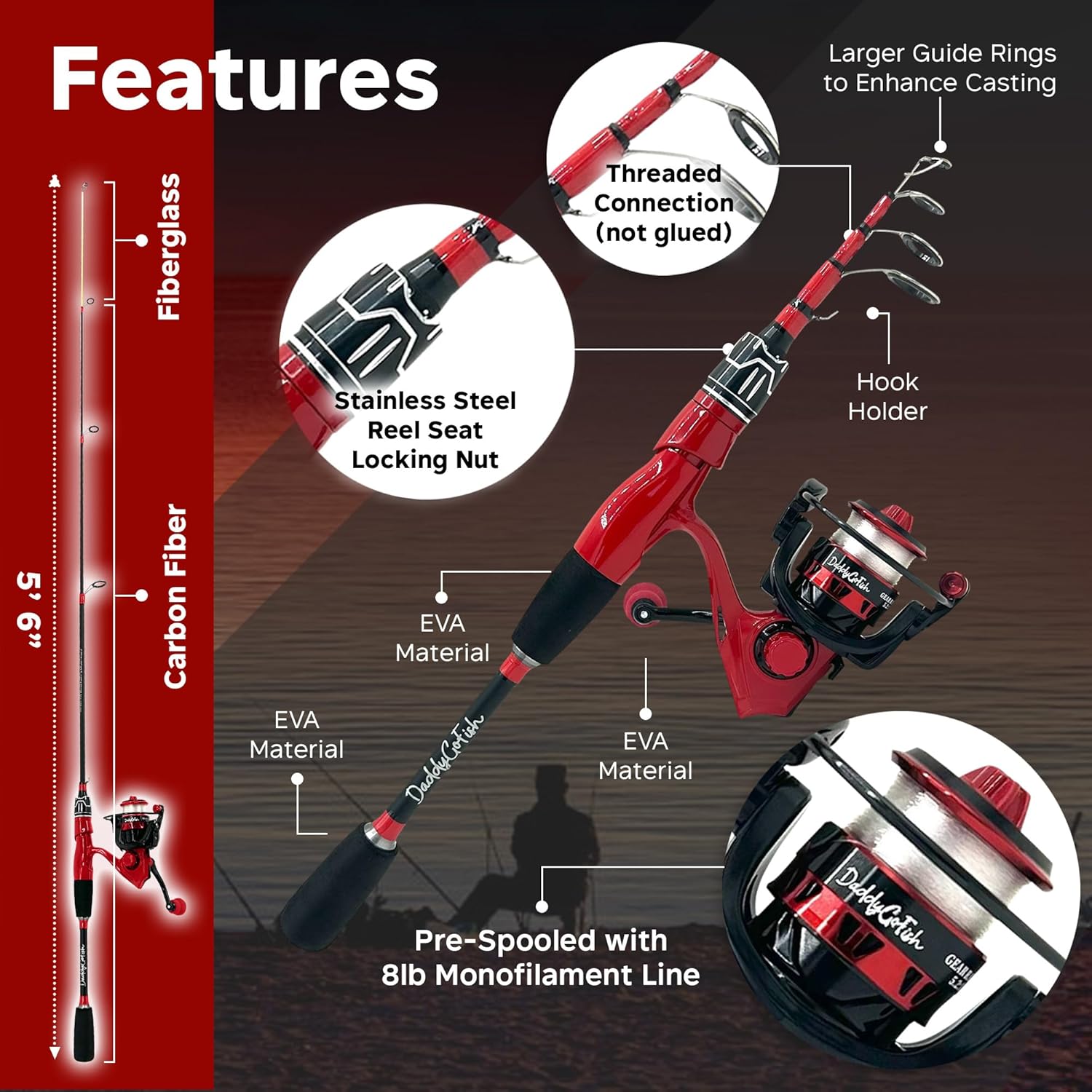 Spinning Fishing Rod and Reel Combo Set with Tackle Box | Kids Fishing Pole | Carbon Fiber Telescopic Fishing Rod Kit | Spinning Reel for Travel Saltwater Freshwater Fishing Gear Kit · v3