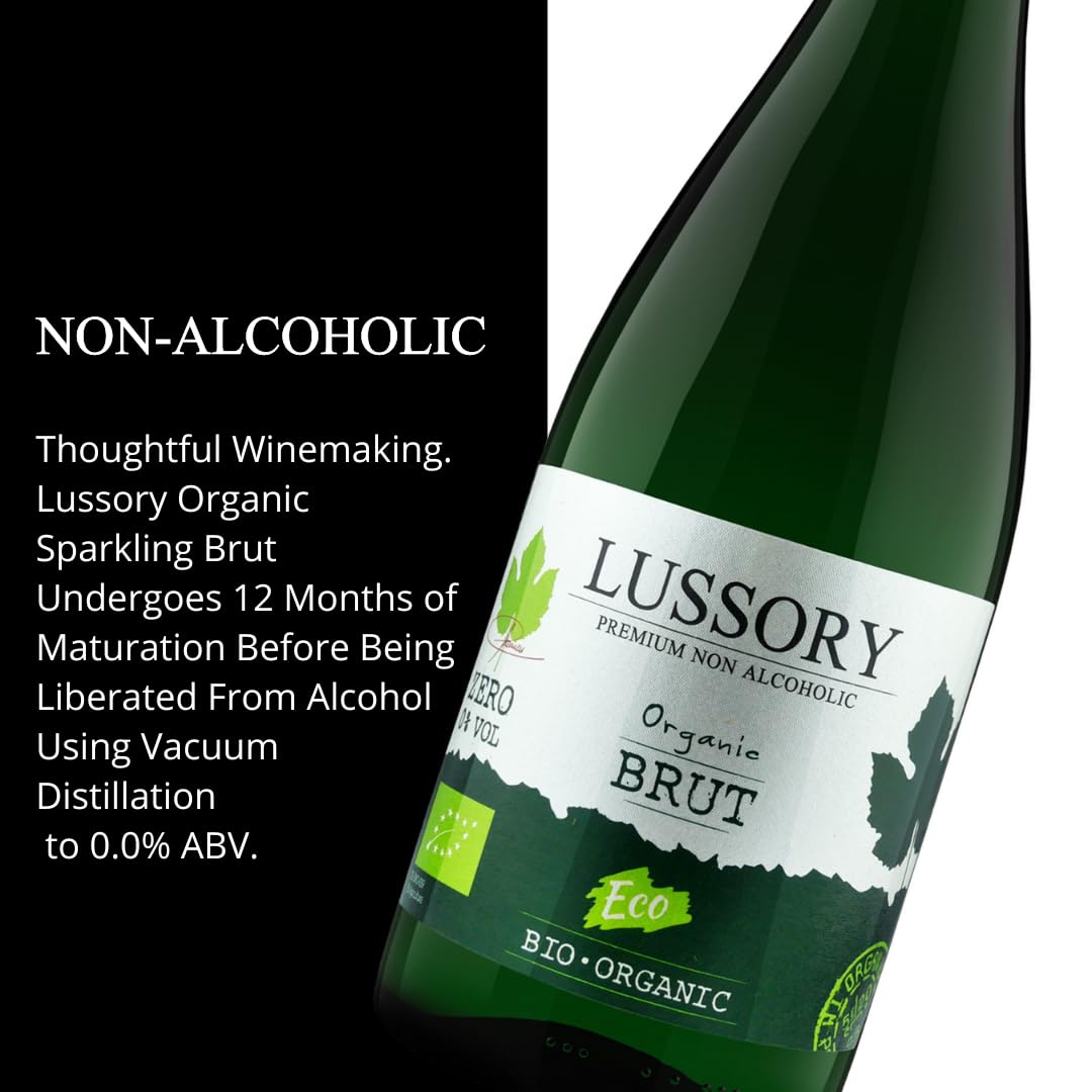 Lussory Organic Bio Dealcolizzato Vino analcolico allo 0,0% proveniente dalla Spagna, a basso contenuto calorico, biologico, vegano (750 ml) (6, Brut (frizzante) biologico)