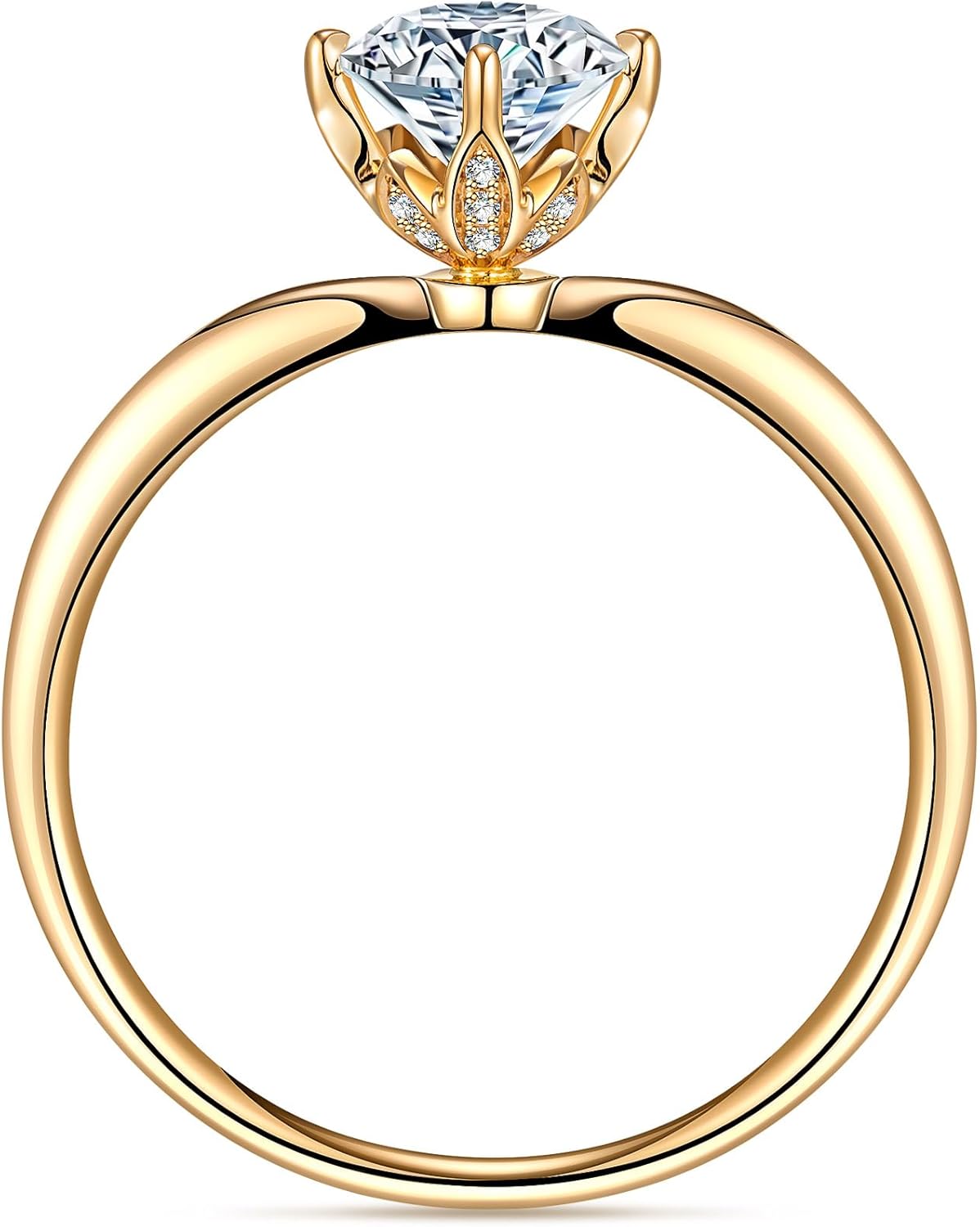 1 Carat Main Diamond 14K Gold Ring for Women (D Color, VS Clarity), Luxury Gift Packaging, IGI Certificate Included, Ideal for Engagement Anniversary · v2