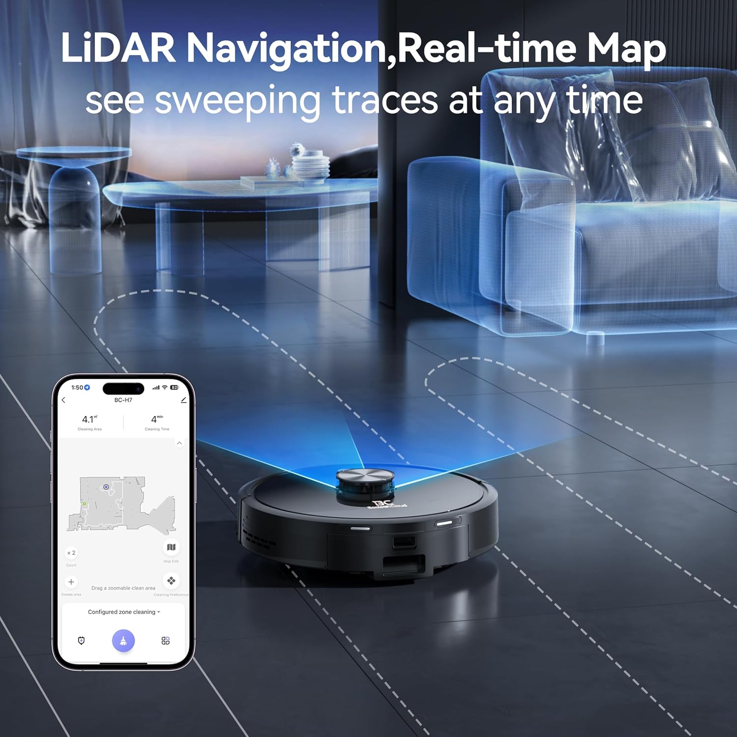 H7  Robot Vacuum and Mop Combo, Self EmptyingCharging Robot Vacuum, 4500Pa Powerful Suction, 70-Day Capacity, Wi-Fi/App/Alexa/Remote, Good for Pet Hair Hard Floorsamp;Carpets · v2
