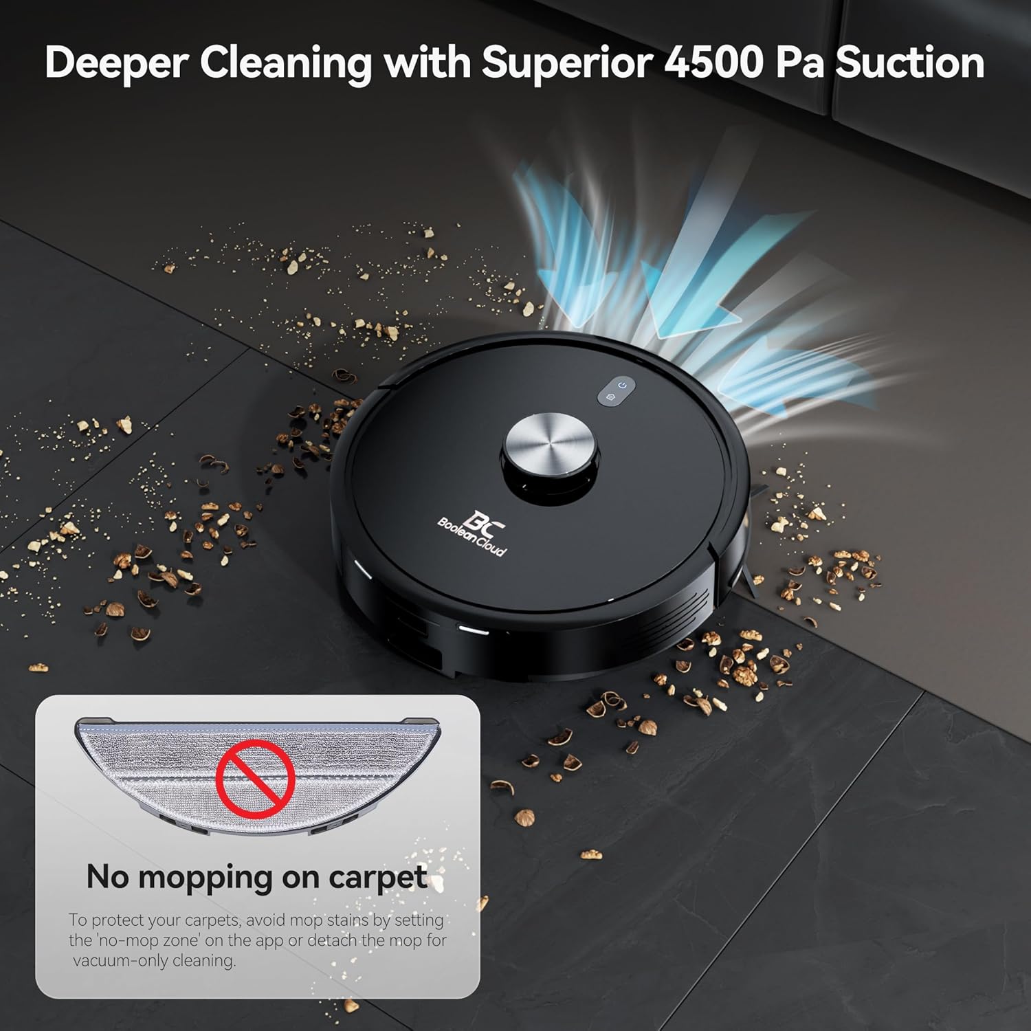 H7  Robot Vacuum and Mop Combo, Self EmptyingCharging Robot Vacuum, 4500Pa Powerful Suction, 70-Day Capacity, Wi-Fi/App/Alexa/Remote, Good for Pet Hair Hard Floorsamp;Carpets · v2