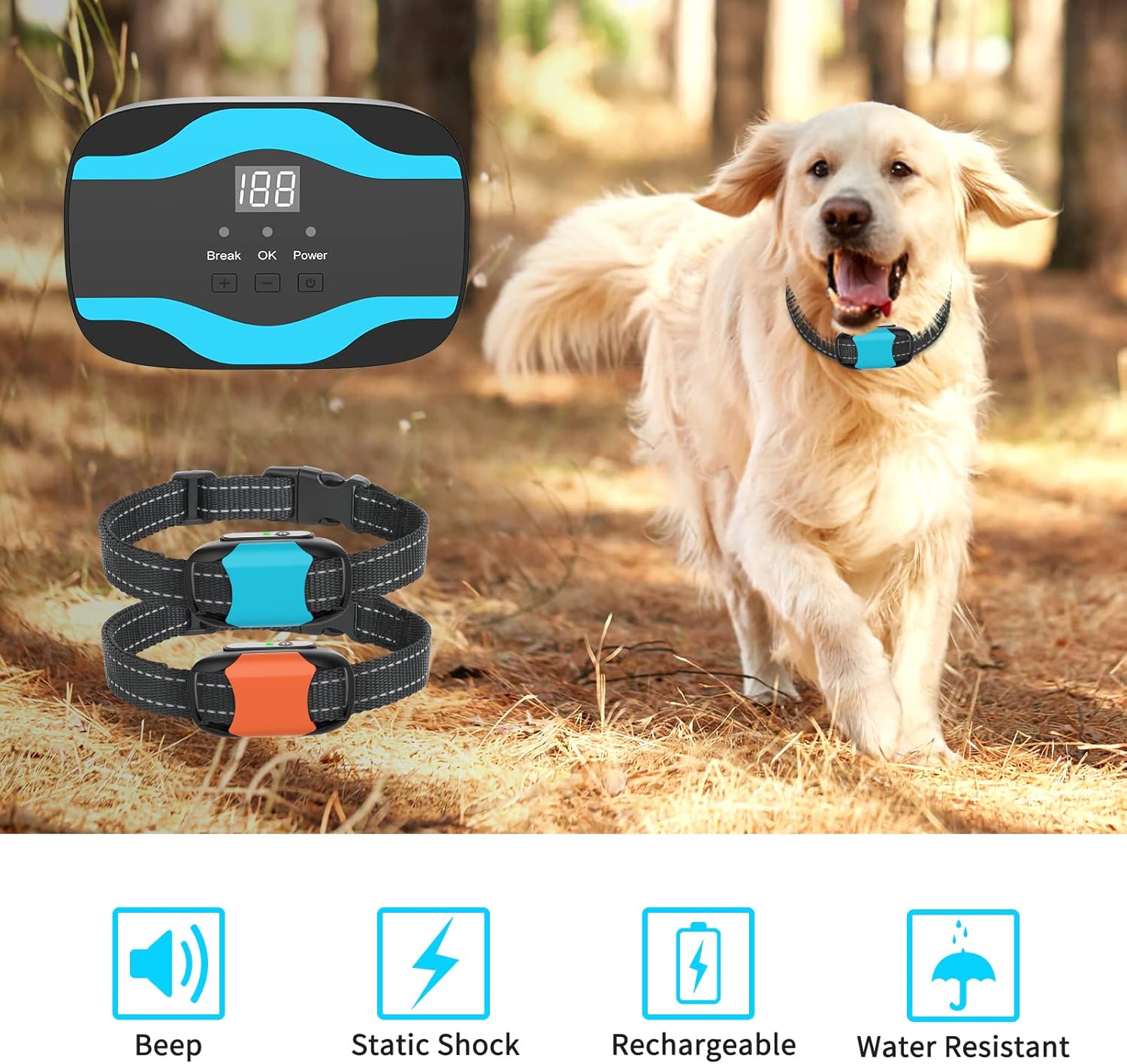 RUXAN Electric Fence for Dogs, Underground Dog Fence System, Rechargeable 656Ft Aboveground Pet Containment System with Waterproof Collar Receivers, Boundary Wire (for 1 Dog) (for 2 Dogs) · v7