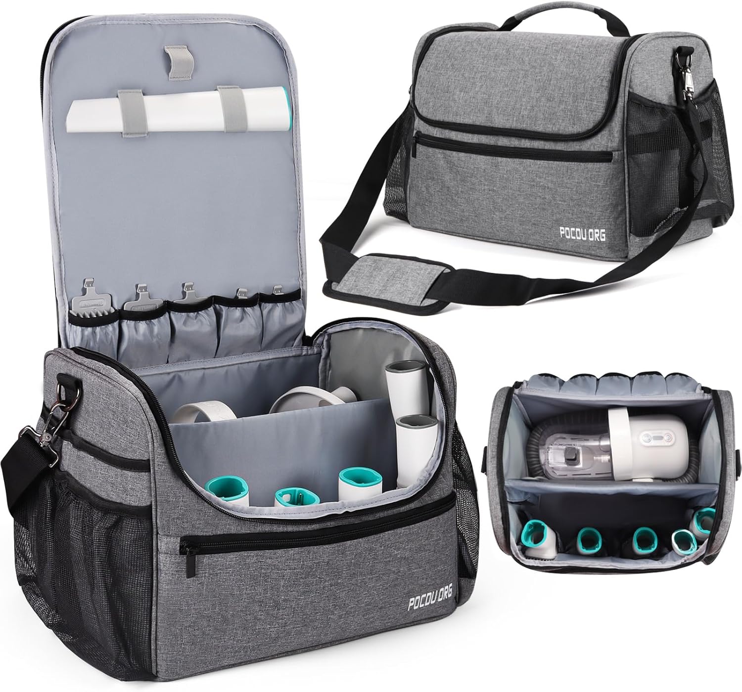 Pet Grooming Supplies Organizer Carry Bag - Compatible with Oneisall/Neabot Dog Grooming Vacuum, Large Capacity - Bag Only (Gray)
