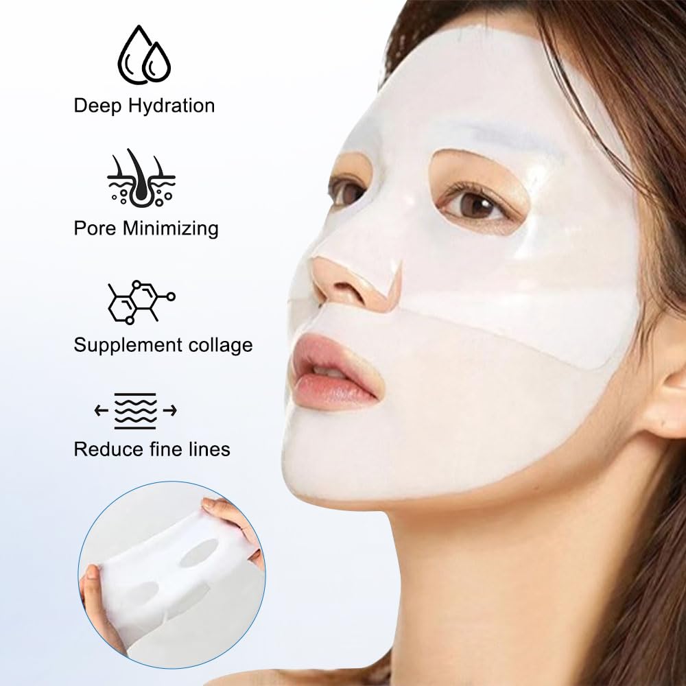Deep Collagen Anti Wrinkle Lifting Mask,Collagen Mask,Skinqueen Bio Collagen Face Mask, Pure Collagen Films Korean Deep Hydrating Firming Overnight Hydrogel Mask (4pcs/Box) · v3