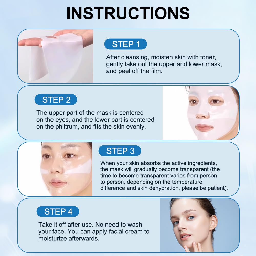 Deep Collagen Anti Wrinkle Lifting Mask,Collagen Mask,Skinqueen Bio Collagen Face Mask, Pure Collagen Films Korean Deep Hydrating Firming Overnight Hydrogel Mask (4pcs/Box) · v3