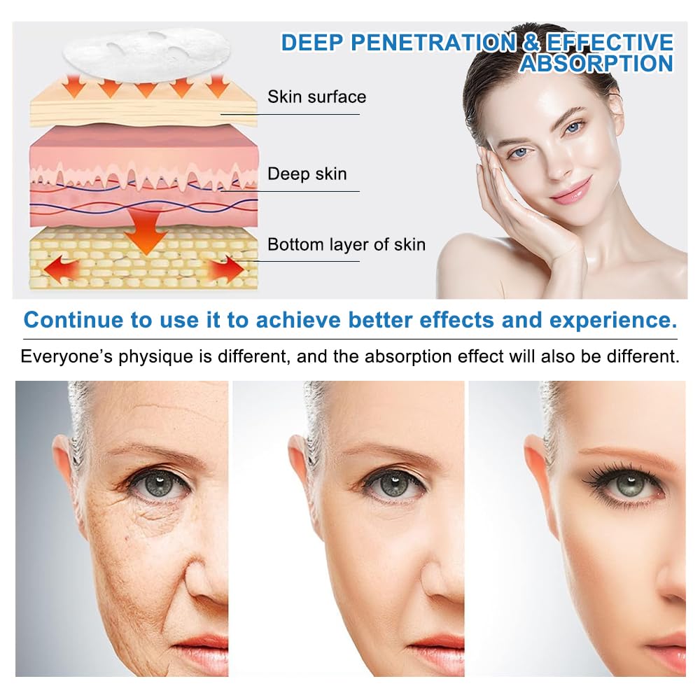 Deep Collagen Anti Wrinkle Lifting Mask,Collagen Mask,Skinqueen Bio Collagen Face Mask, Pure Collagen Films Korean Deep Hydrating Firming Overnight Hydrogel Mask (4pcs/Box) · v3