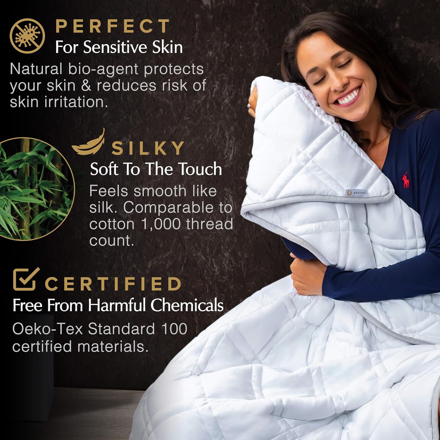 Coperta ponderata king size, 22 libbre, coperte rinfrescanti per adulti, viscosa di bambù morbida come la seta, 88x104 pollici, lavabile in lavatrice, bianca
