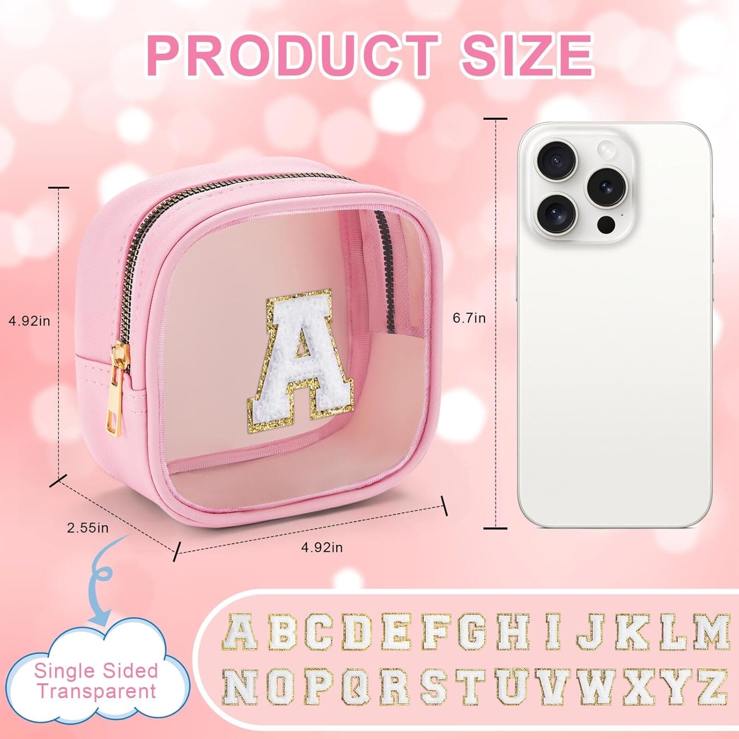 YOOLIFE Mini Makeup Bag | Clear Makeup Bag Toiletry Case | Portable Make Up Organizer | Small Cosmetic Bag for Purse | Best Friend Birthday Gifts Teacher Daughter Gifts | Gifts for Girls | Pink E · v2