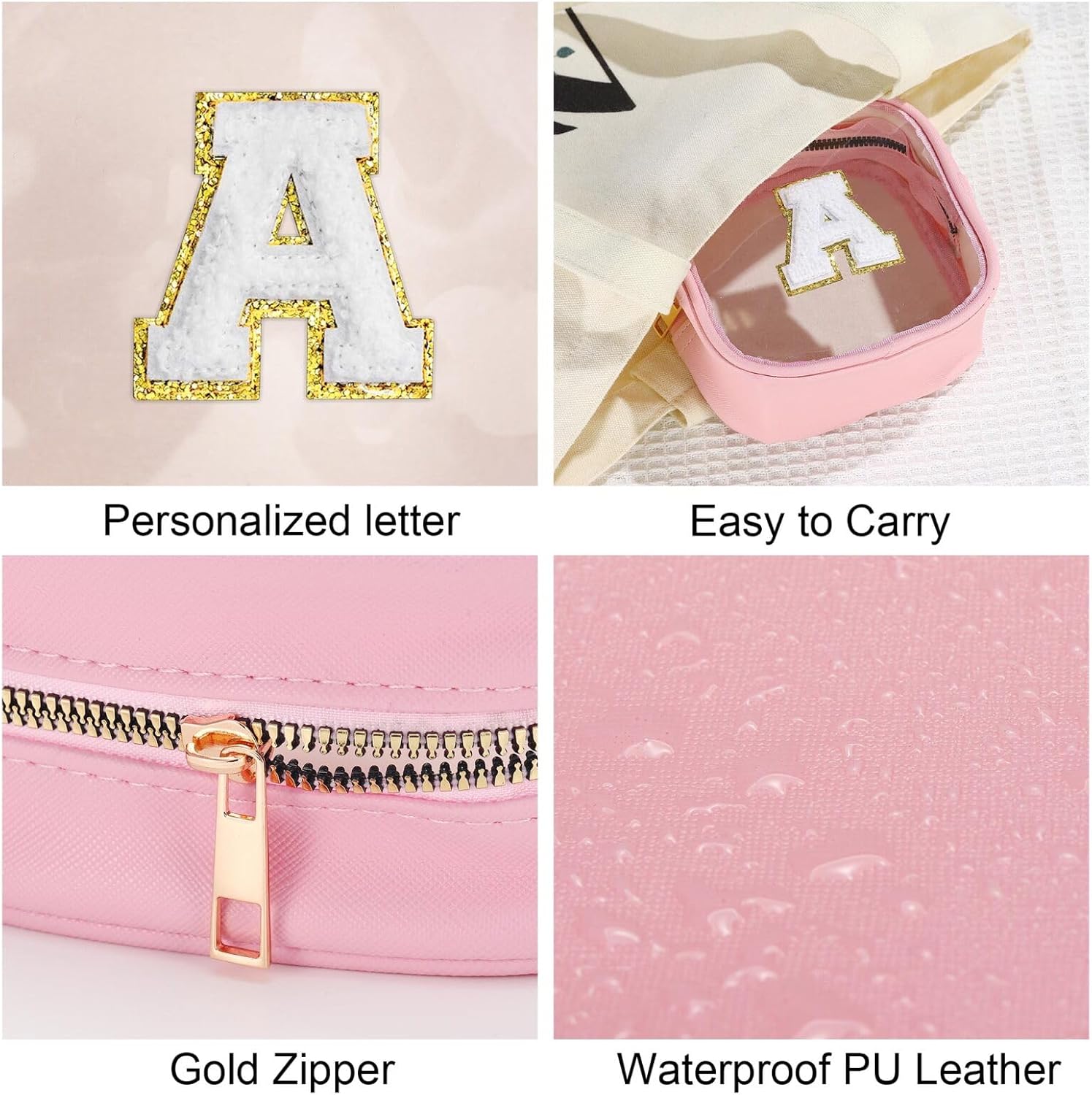 YOOLIFE Mini Makeup Bag | Clear Makeup Bag Toiletry Case | Portable Make Up Organizer | Small Cosmetic Bag for Purse | Best Friend Birthday Gifts Teacher Daughter Gifts | Gifts for Girls | Pink E · v2